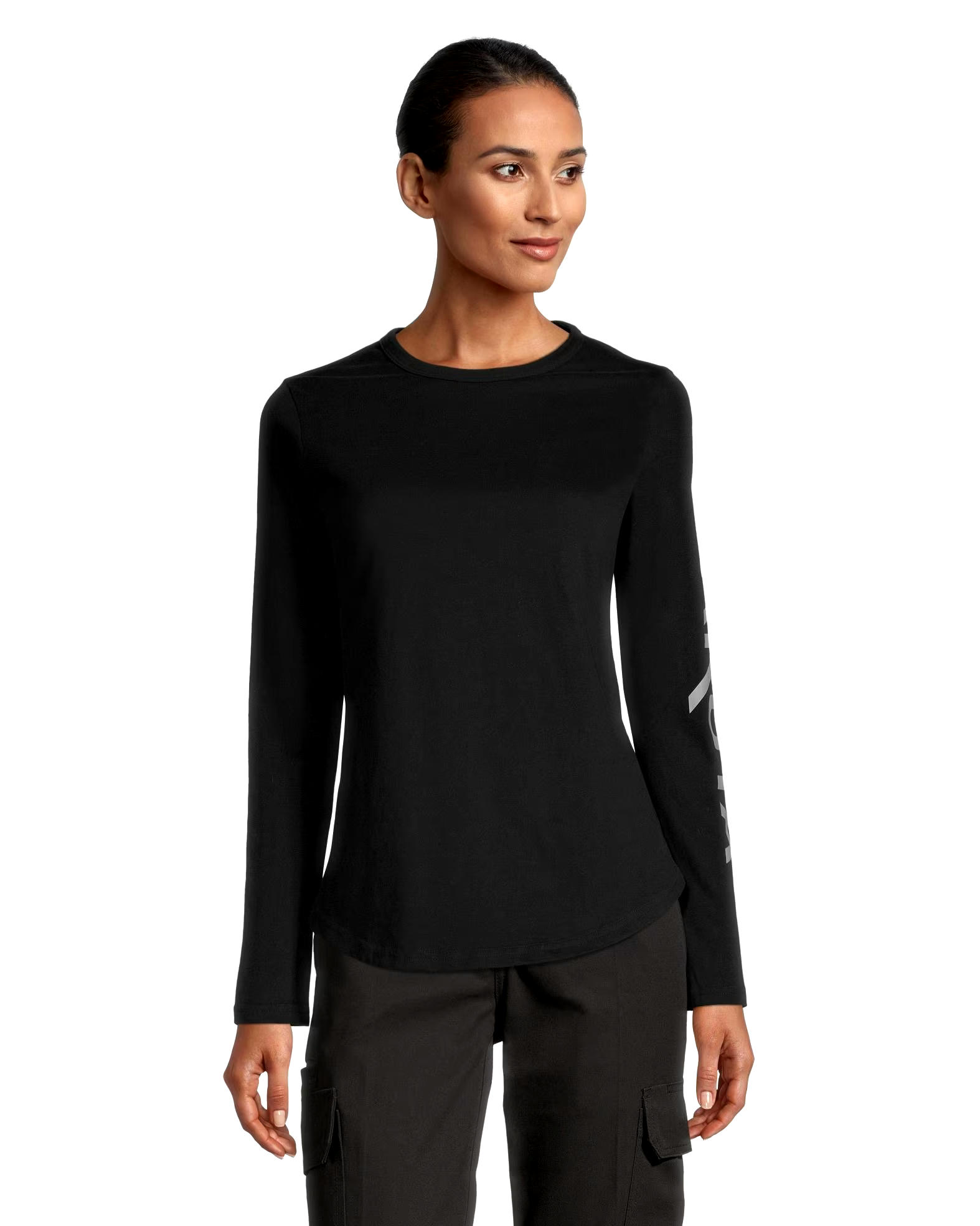 Women's Long Sleeve Logo Crewneck Soft Cotton Work T Shirt