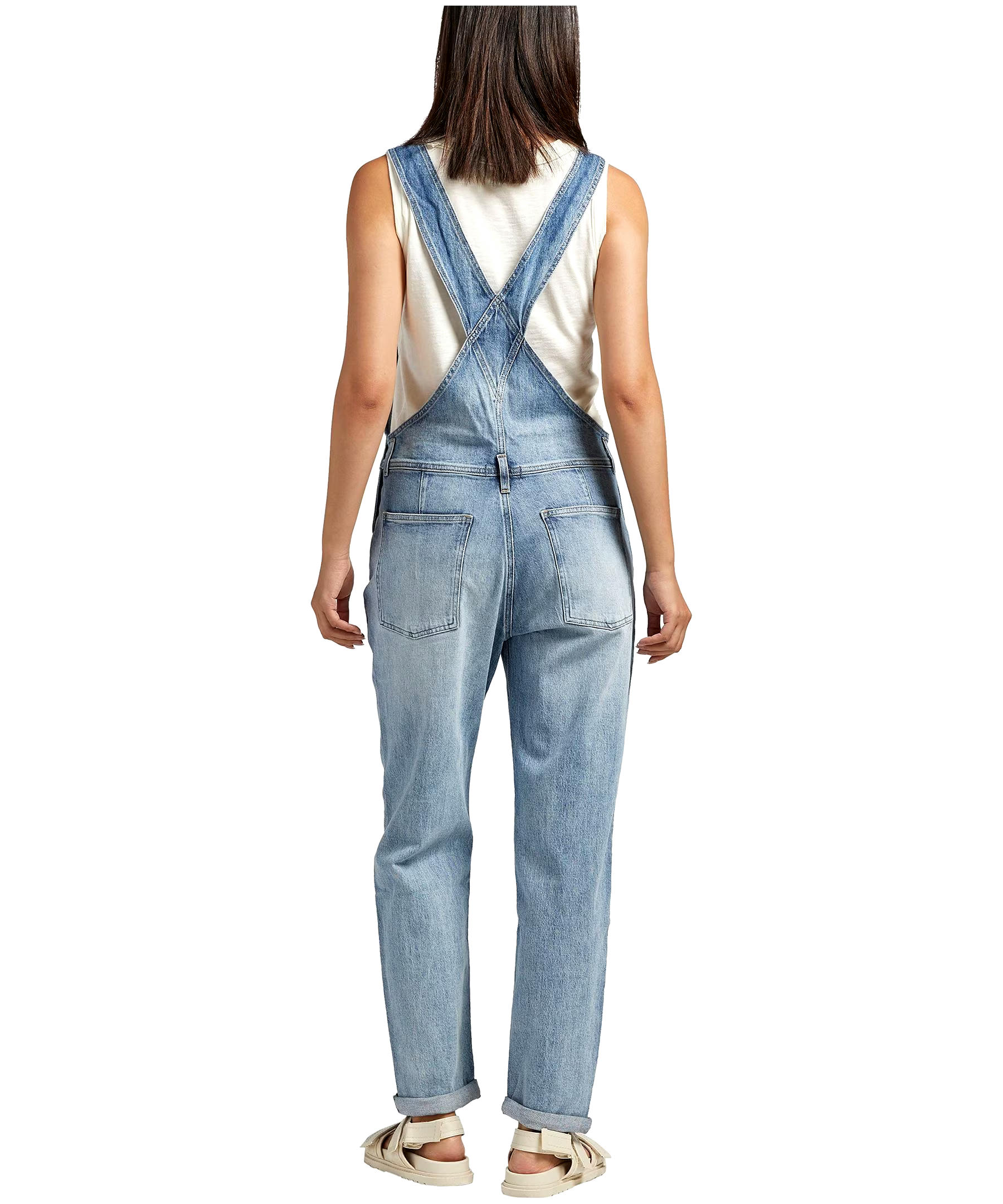 Silver Women's Baggy Straight Leg Jean Overalls