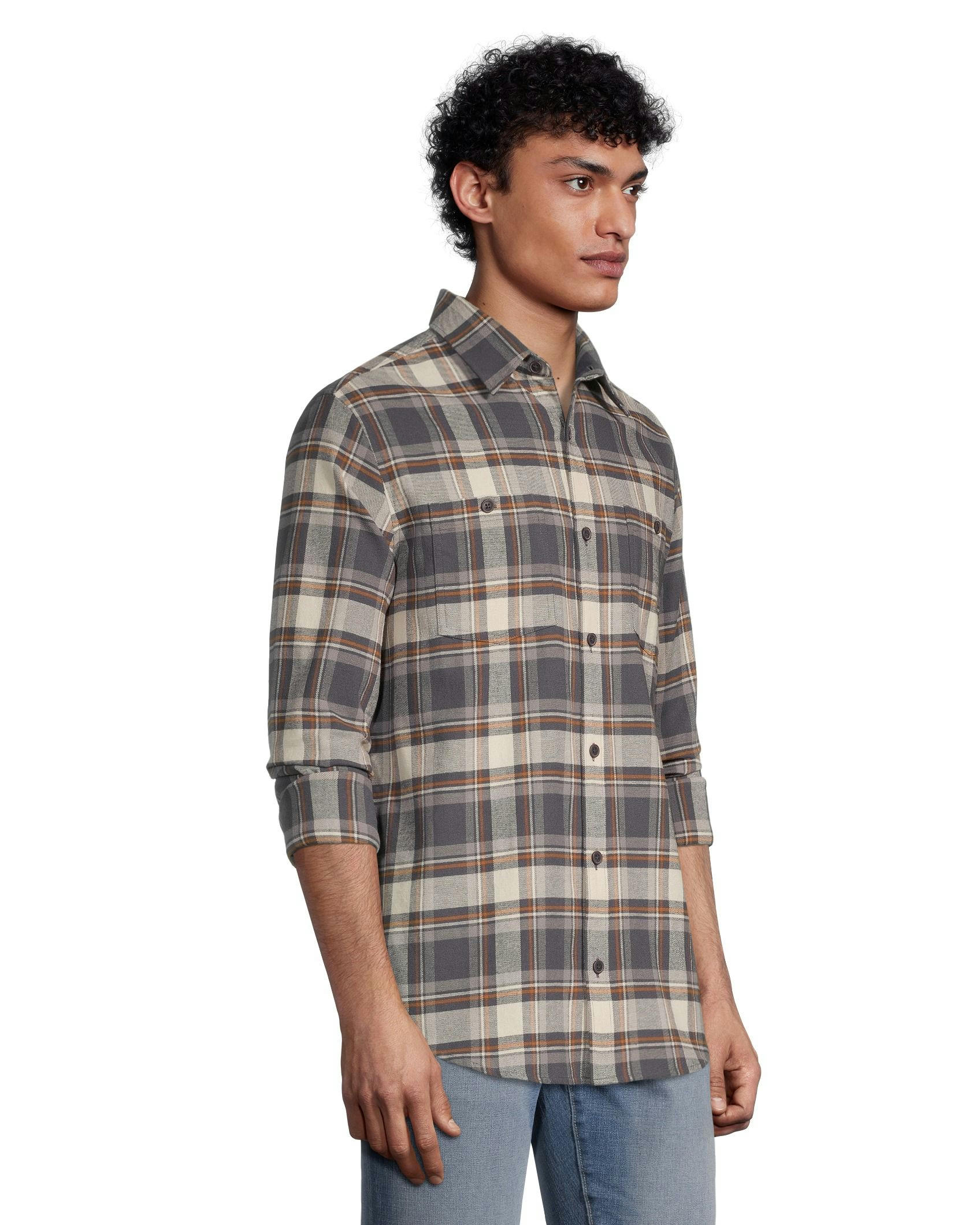 WindRiver Men's Stretch Regular Fit Basic Flannel Shirt