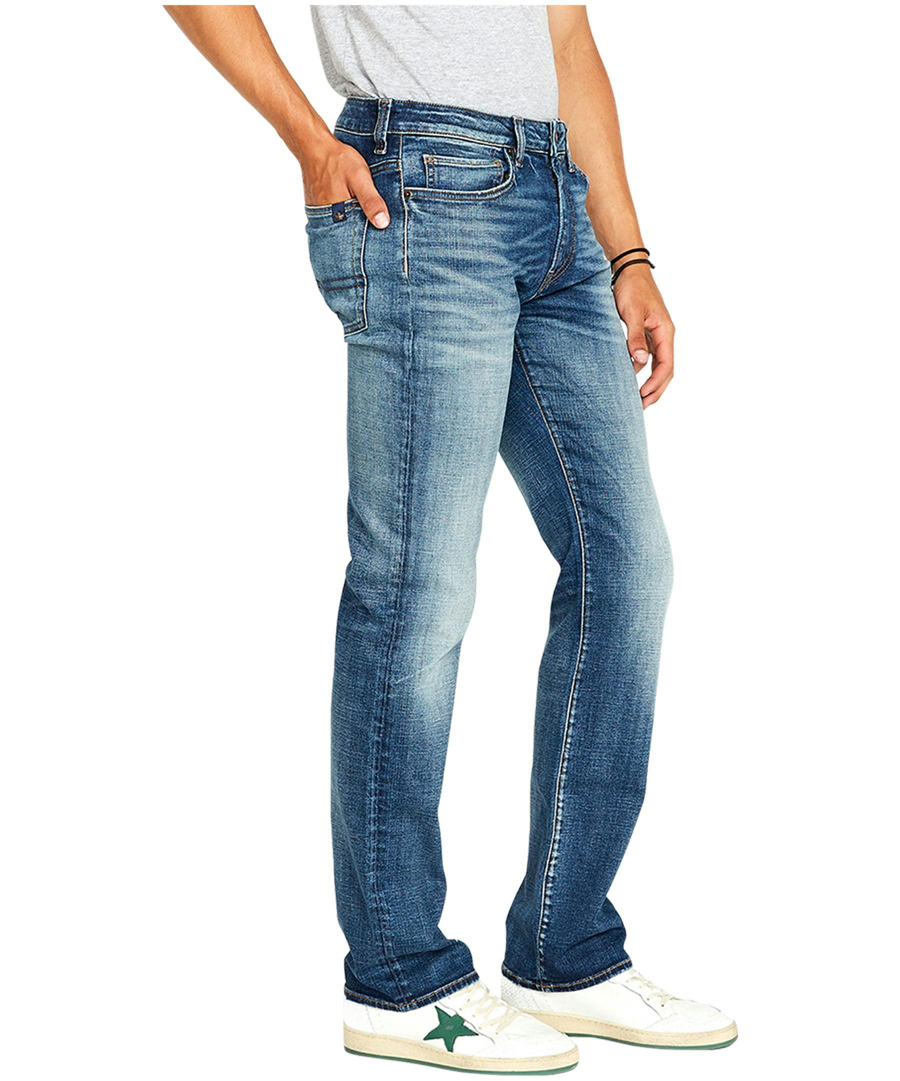 Buffalo Men's Driven Relaxed Mid Rise Straight Leg Stretch Jeans - Light Wash