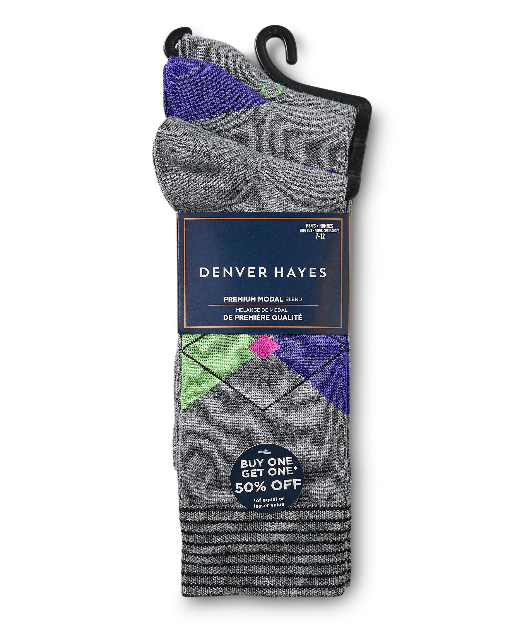 Denver Hayes Men's 3 Pack Bogo Casual Crew Socks
