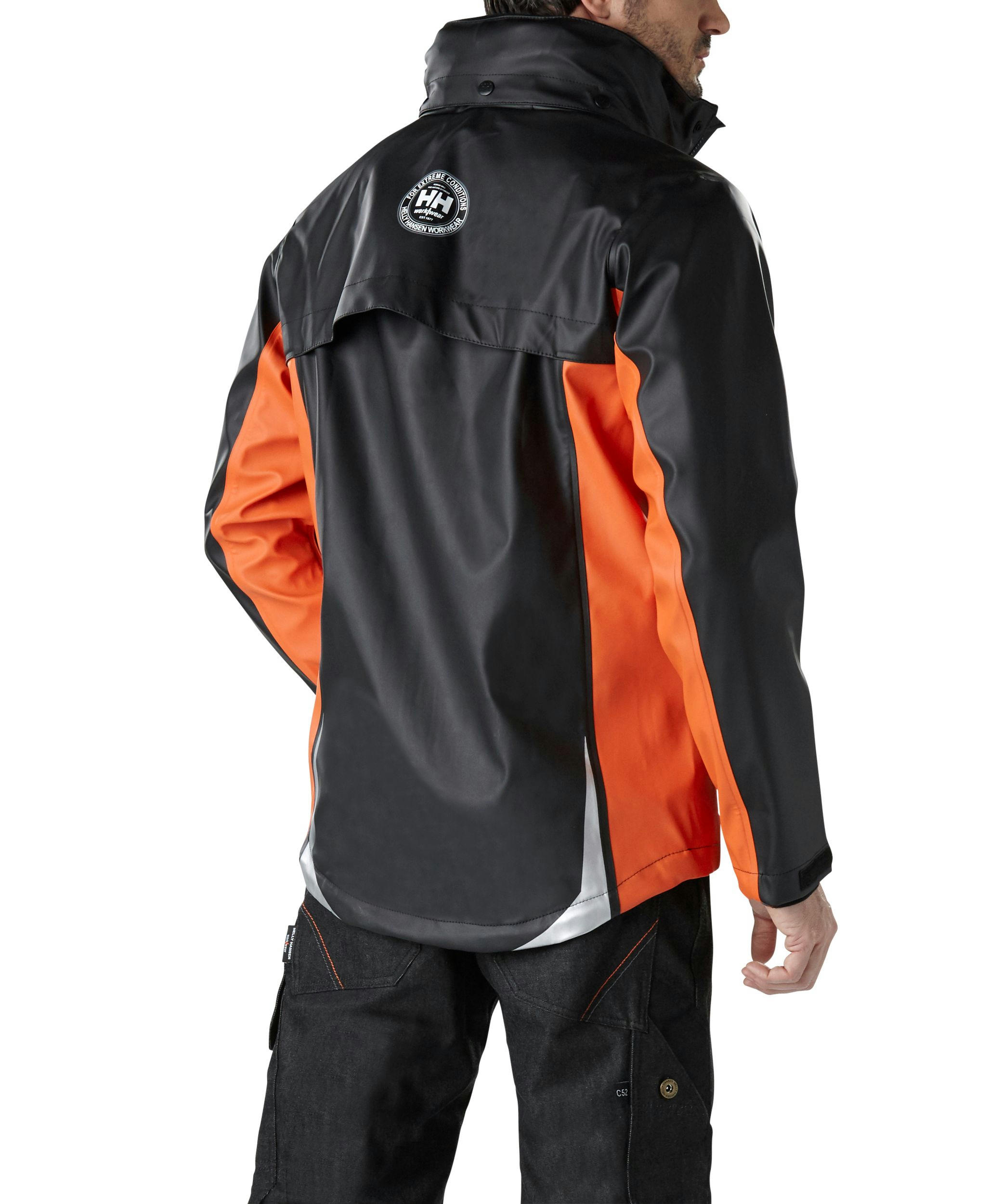 Helly Hansen Workwear Men's West Coast PU Waterproof Jacket - Black Orange