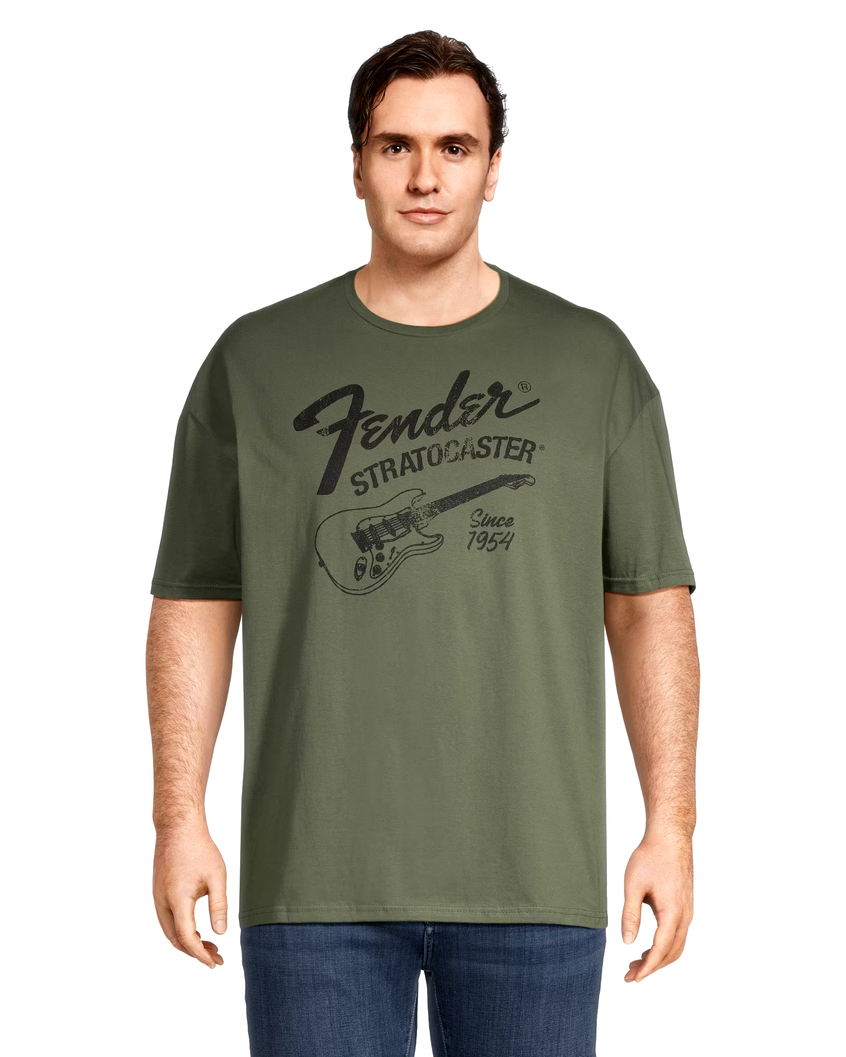 Logo T-Shirt Men's Fender Stratocaster Vintage Graphic Crewneck T Shirt