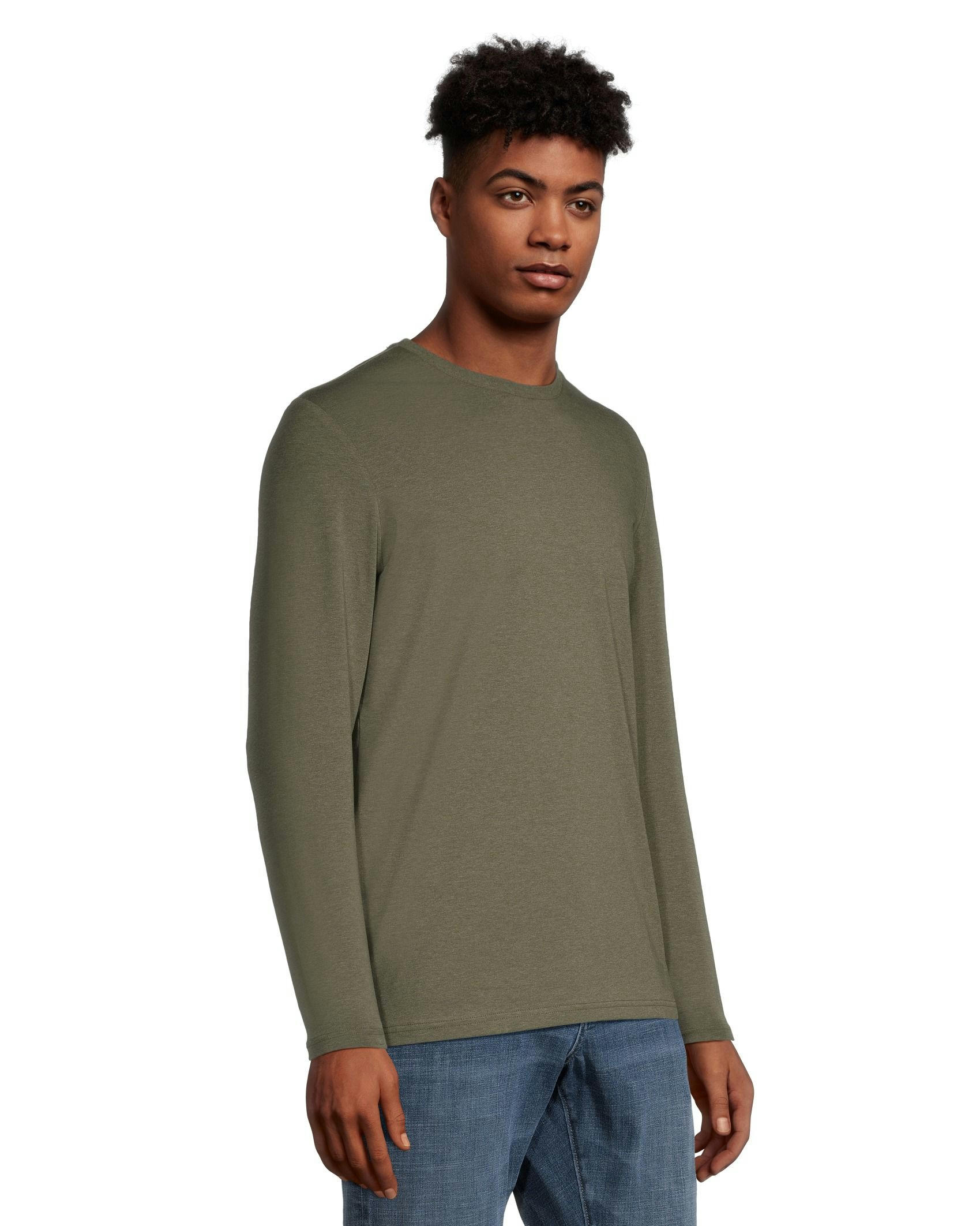 Denver Hayes Men's Stretch Long Sleeve Modern Fit Crewneck T Shirt