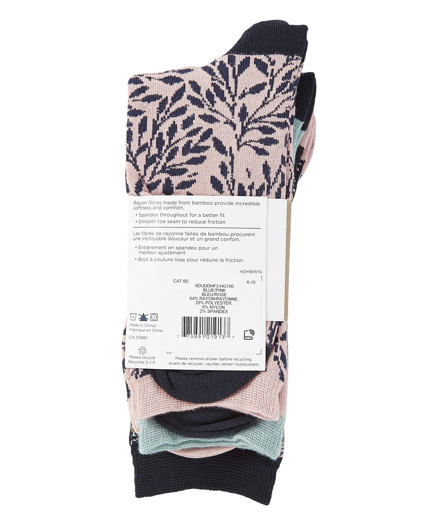 Denver Hayes Women's 3 Pack Bamboo Crew Socks