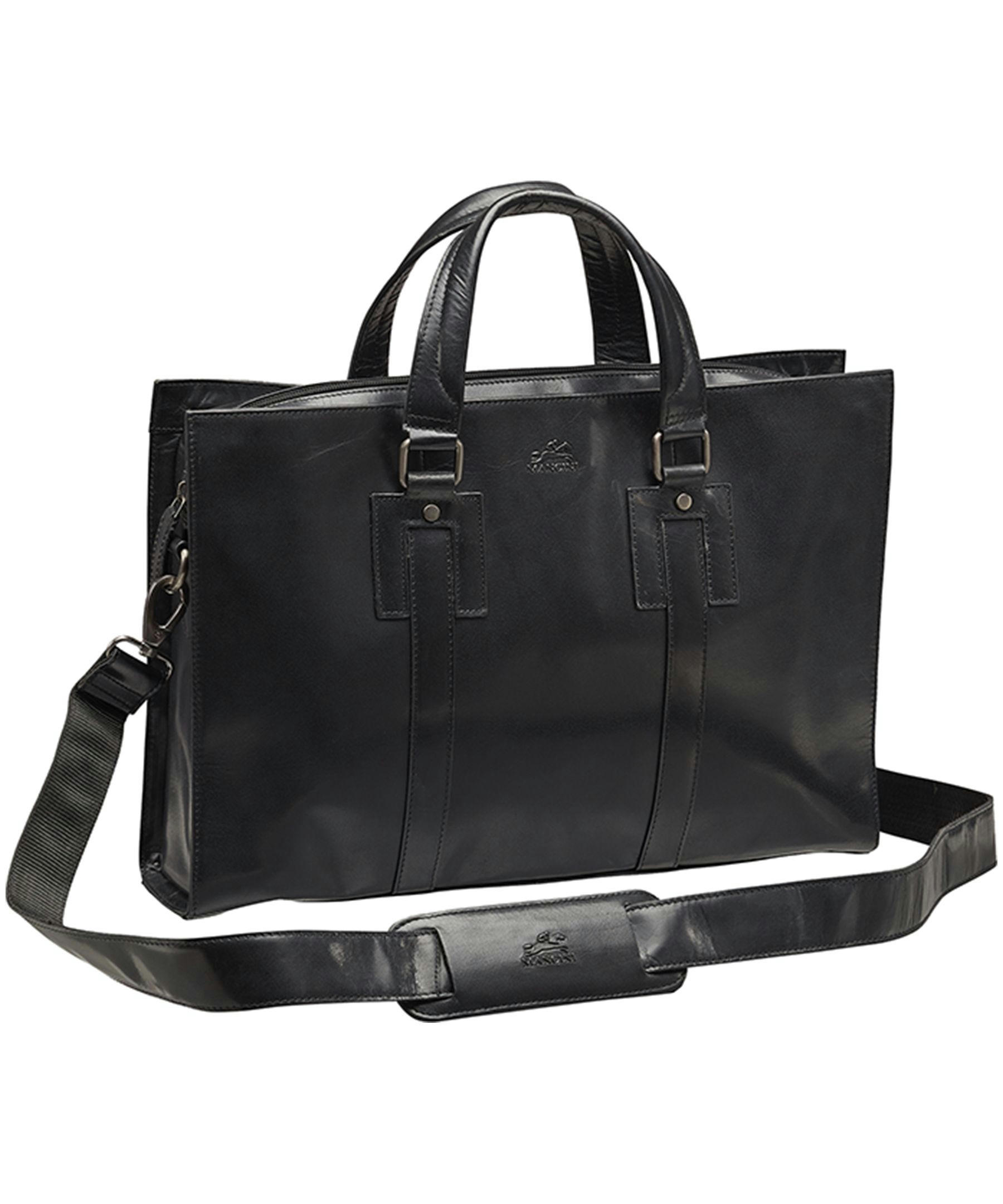 Mancini Leather Goods Unisex Buffalo Laptop Tote Bag Brown