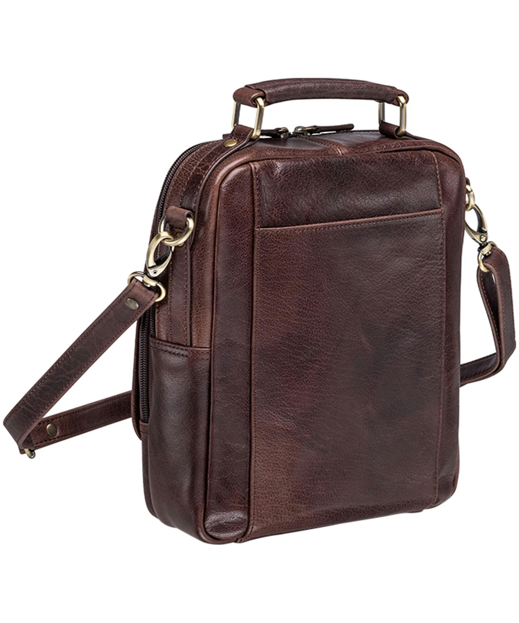 Mancini Leather Goods Unisex Arizona Classic Bag with Removable Straps Brown