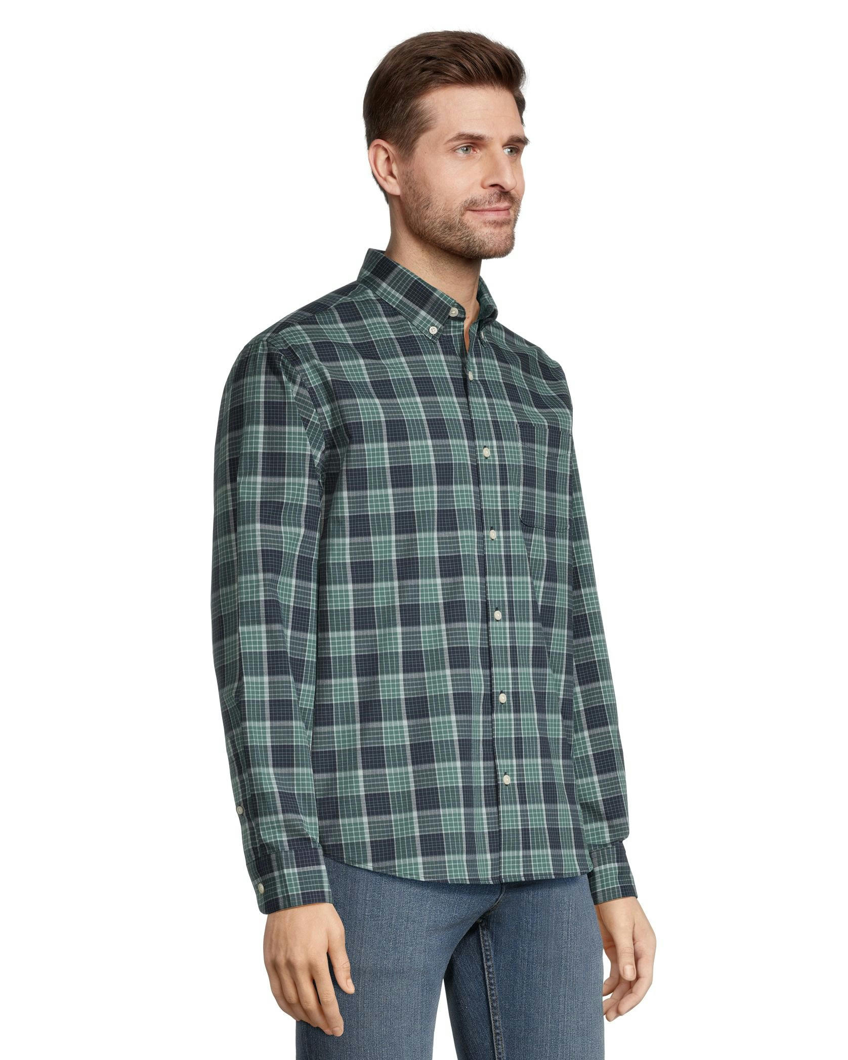 Denver Hayes Sport Plaid Classing Fit Long Sleeve Shirt