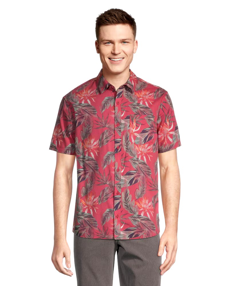 FarWest Men's Modern Fit Short Sleeve Stretch AOP Shirt