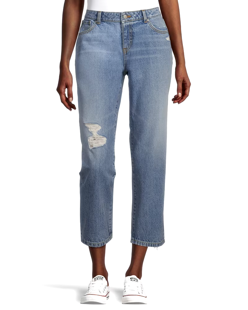 Denver Hayes Women's Curvy Mid Rise Straight Leg Crop Jeans