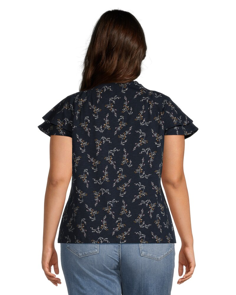 Denver Hayes Women's Floral Print Cap Sleeve Blouse