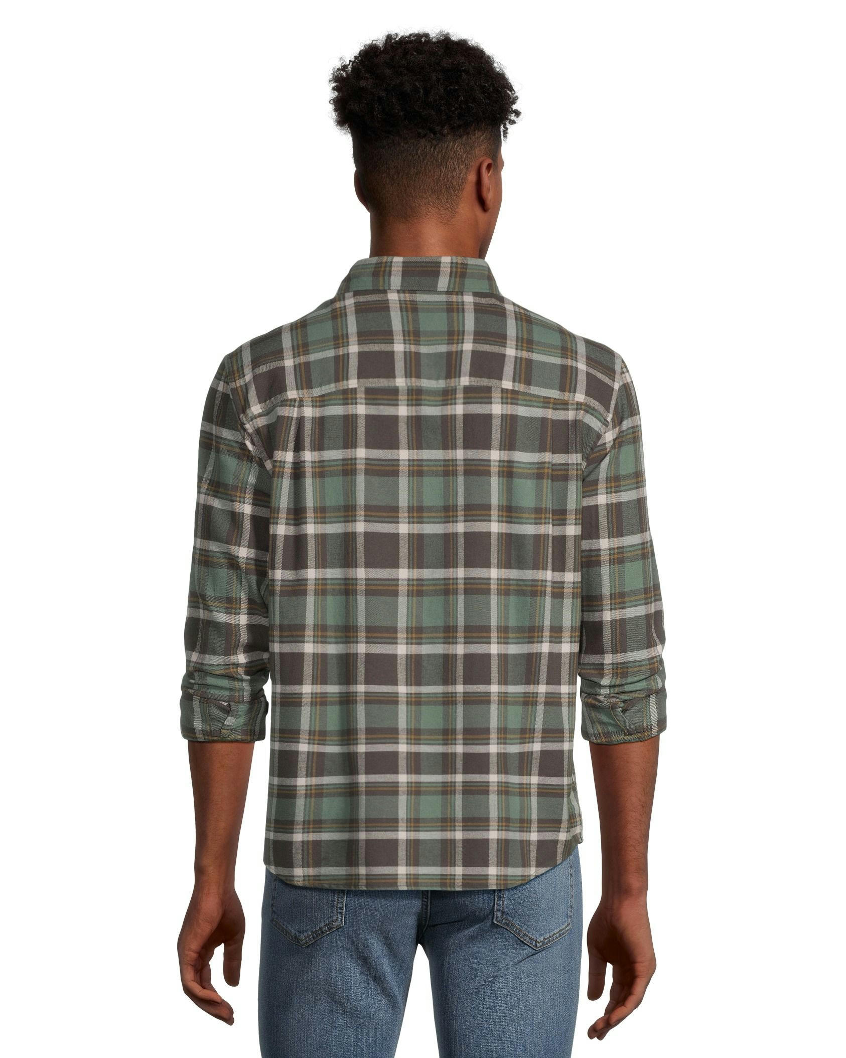 WindRiver Men's Long Sleeve Button Down Basic Stretch Flannel Shirt