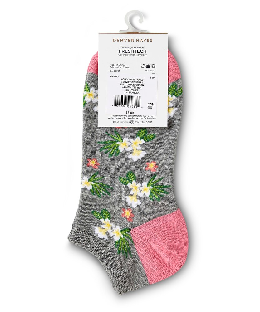 Women's Low Cut Patterned Cotton-Blend Socks