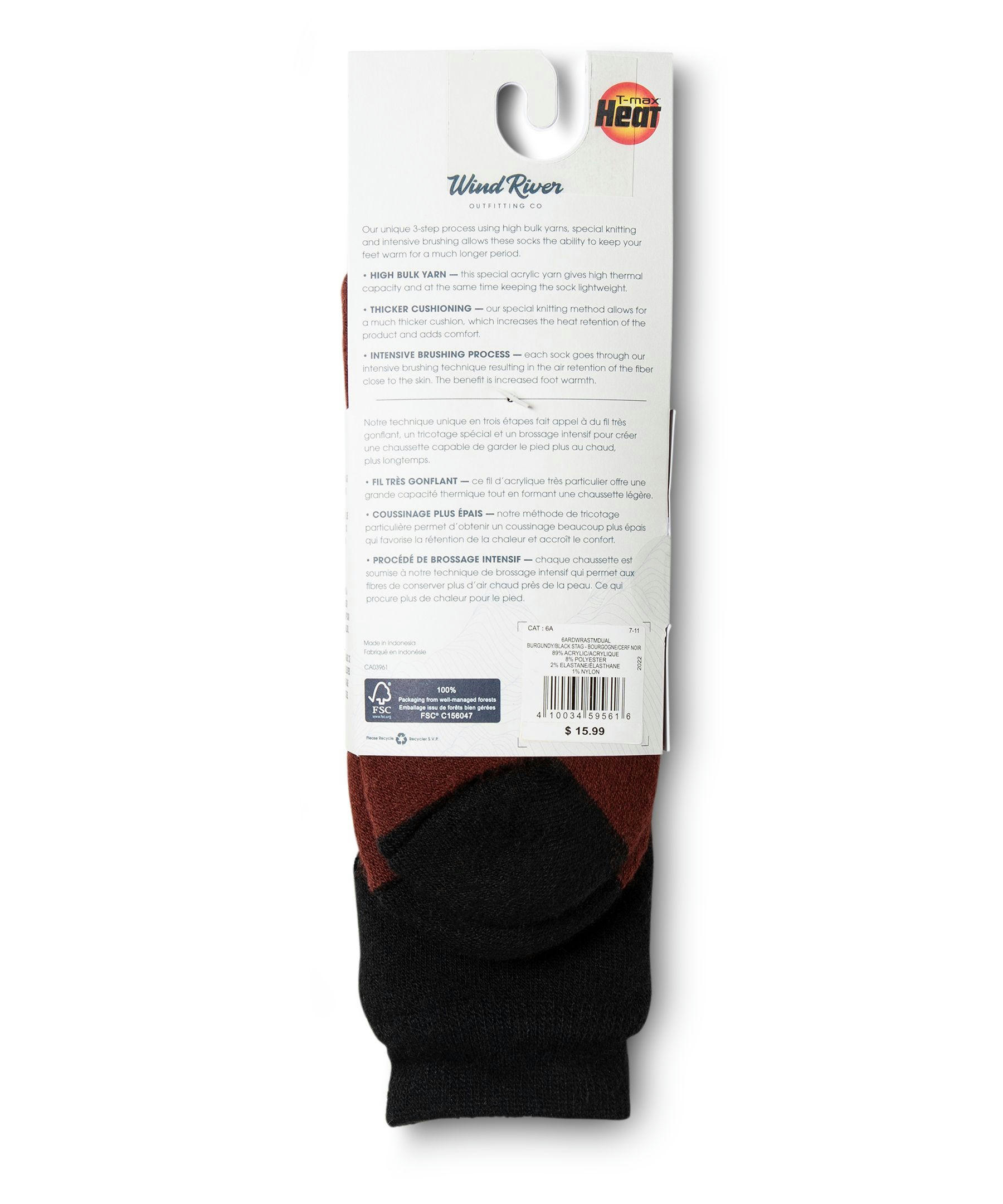 WindRiver Men's T-Max Heat Dual Layer Thermal Boot Socks