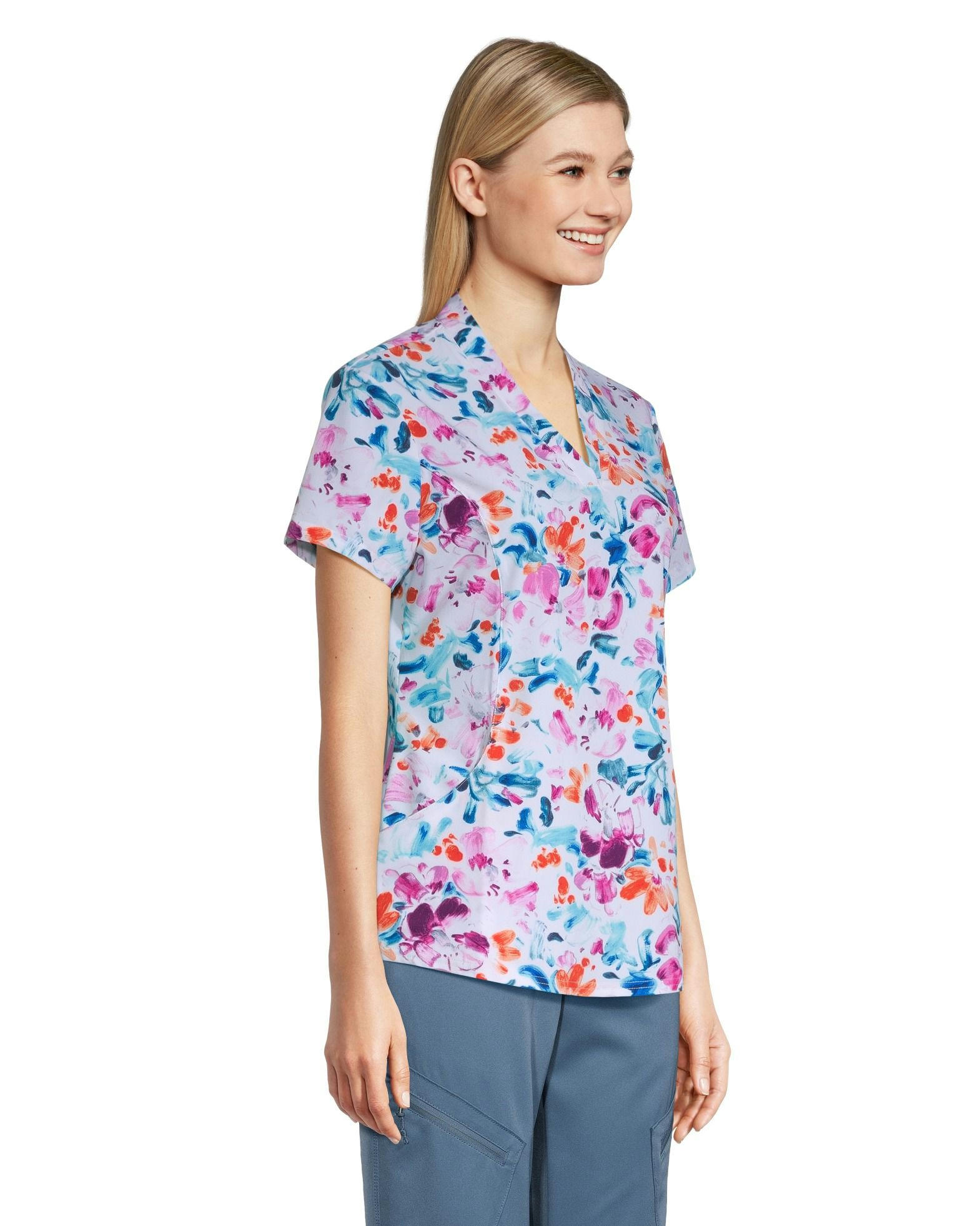 Health Pro Women's Curved 2-Pocket V-Neck Scrub Top
