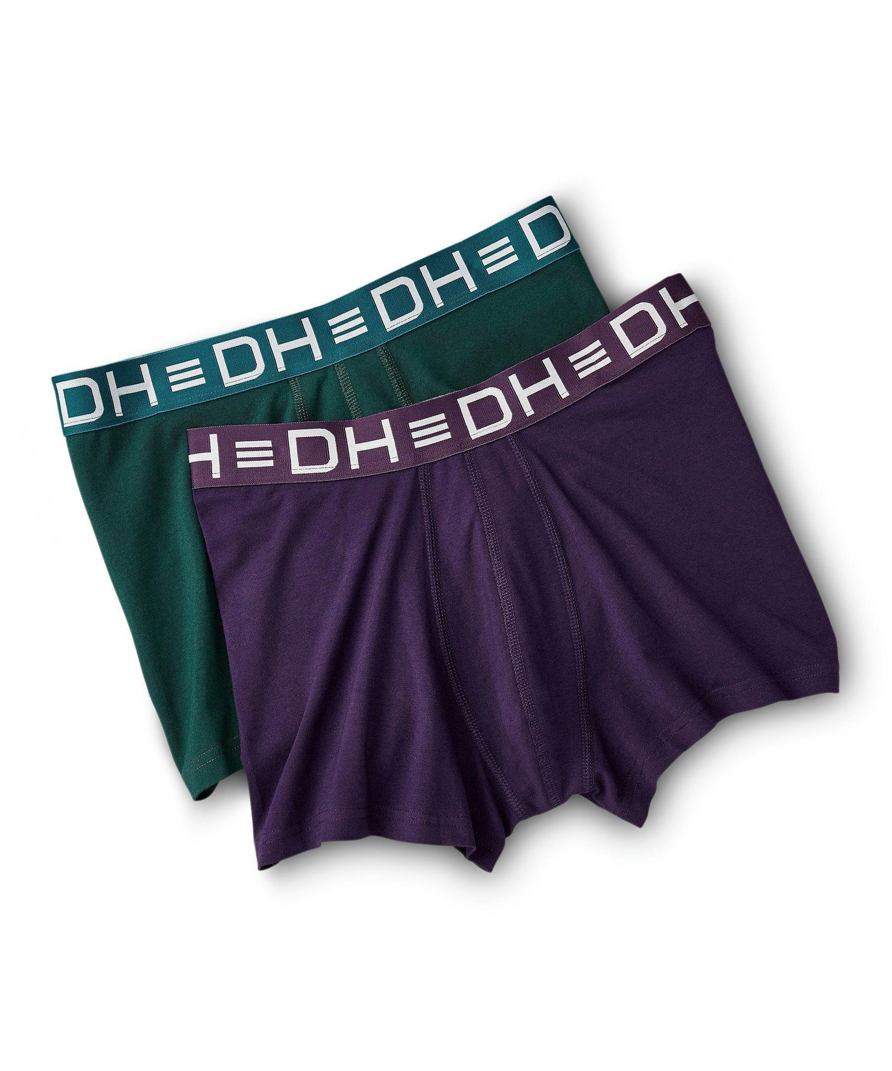 Denver Hayes Men's 2 Pack Fashion Side X Side Cotton Stretch Trunk Briefs with Elastic Waistband