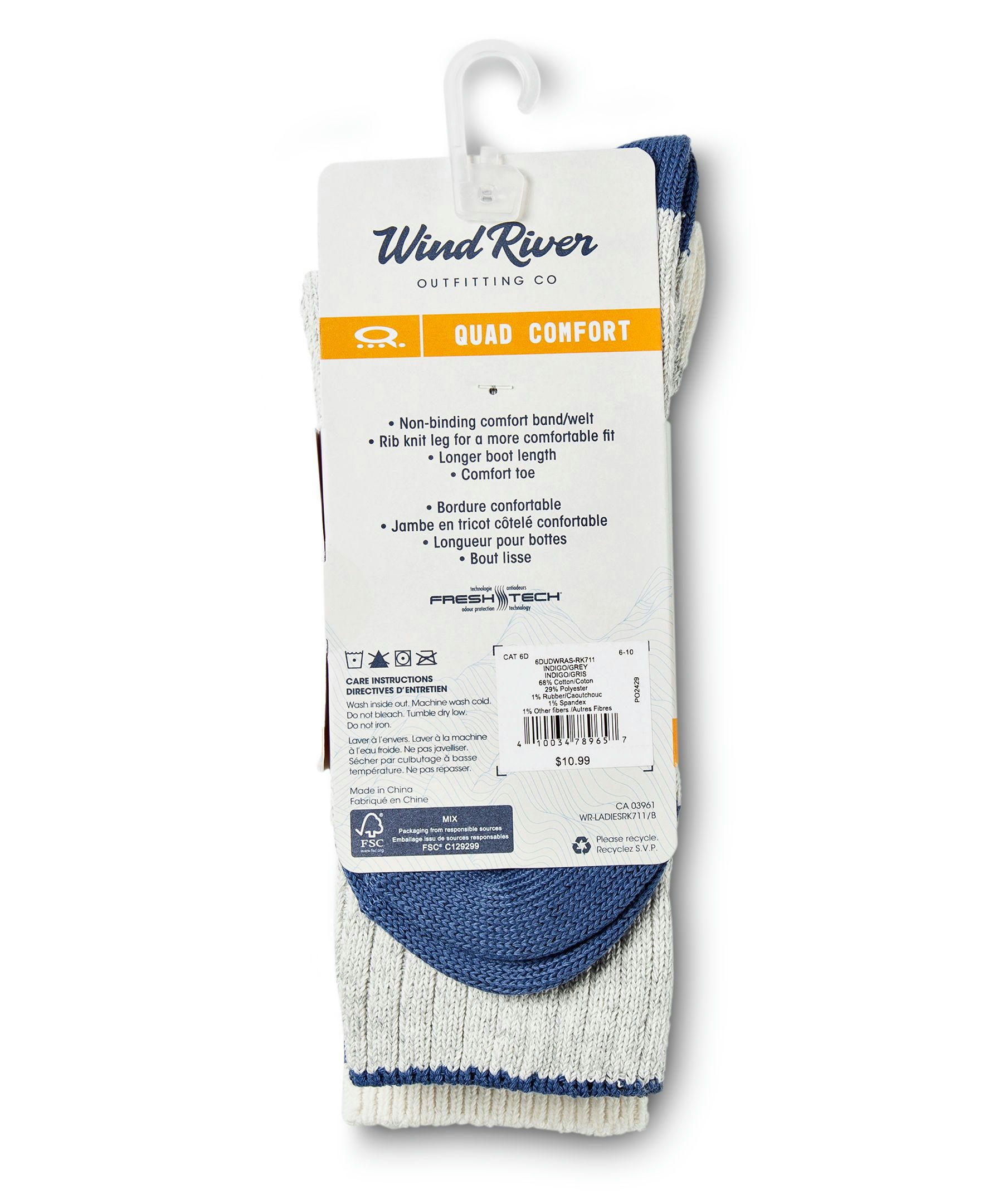 WindRiver Women's 2-Pack Quad Comfort Outdoor Casual Crew Socks