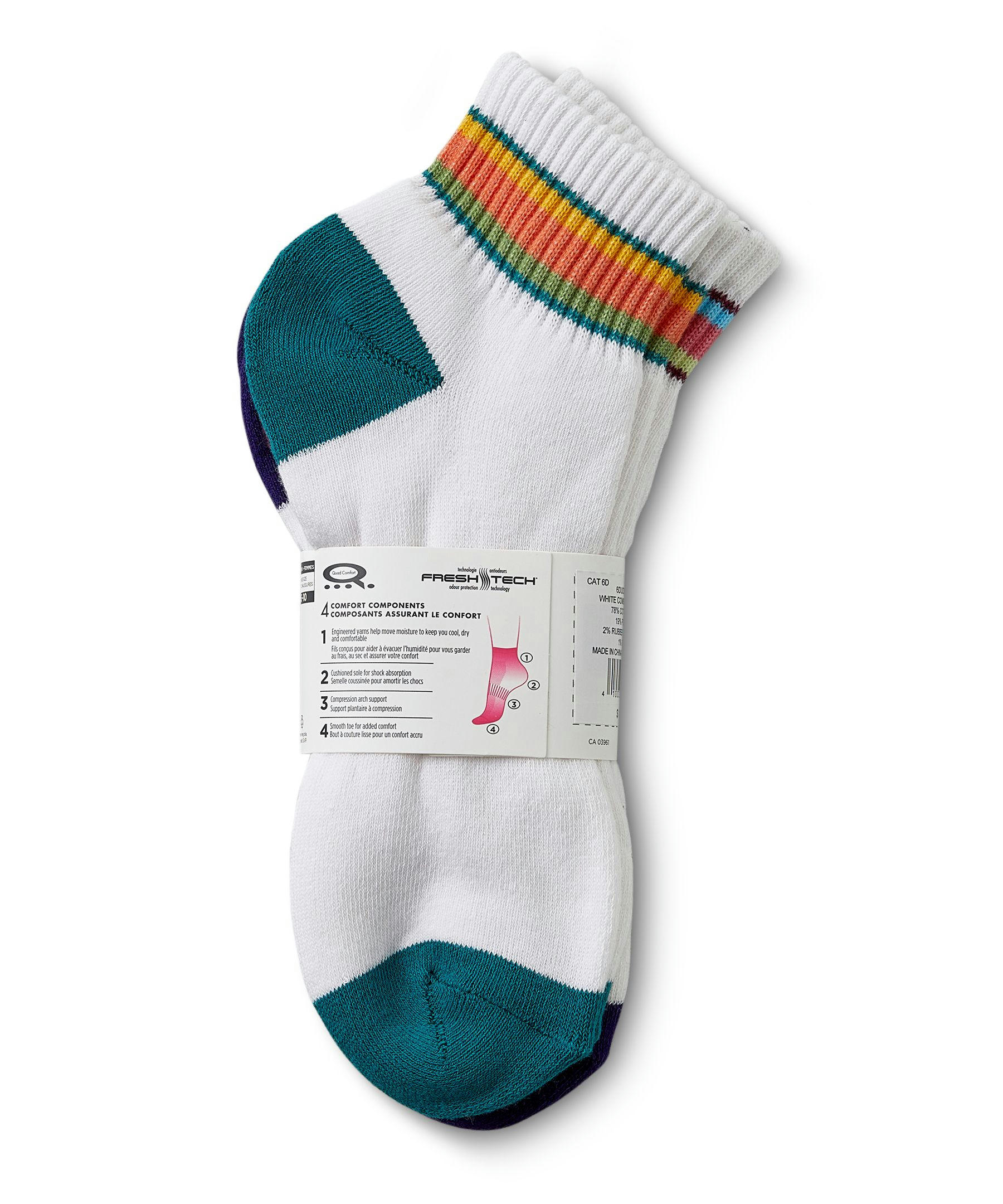 Shambhala Women's 3 Pack Quarter Crew Socks with Quad Comfort