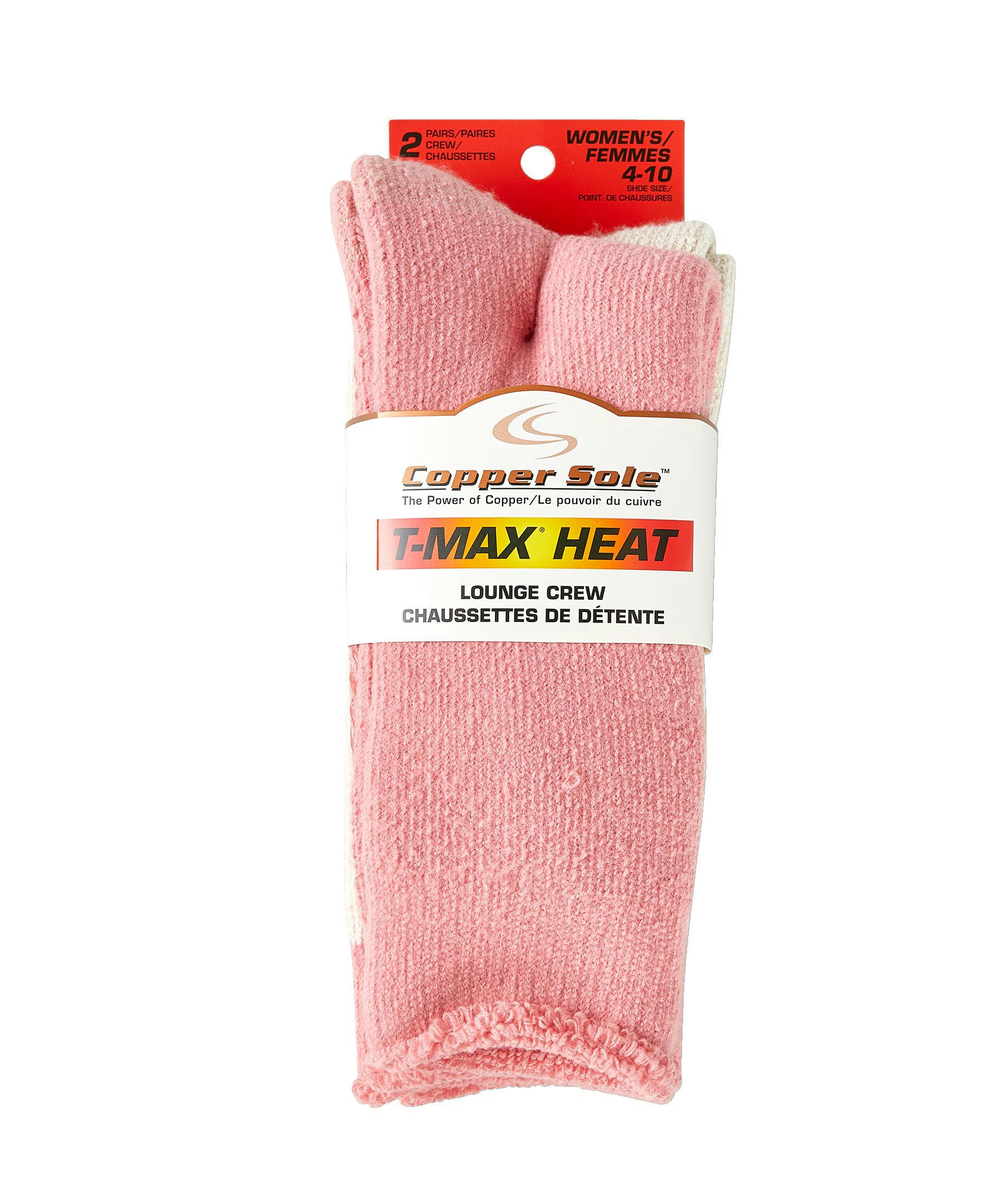 Copper Sole Women's 2 Pack T-Max Lounge Crew Socks Compression Over The Calf Socks