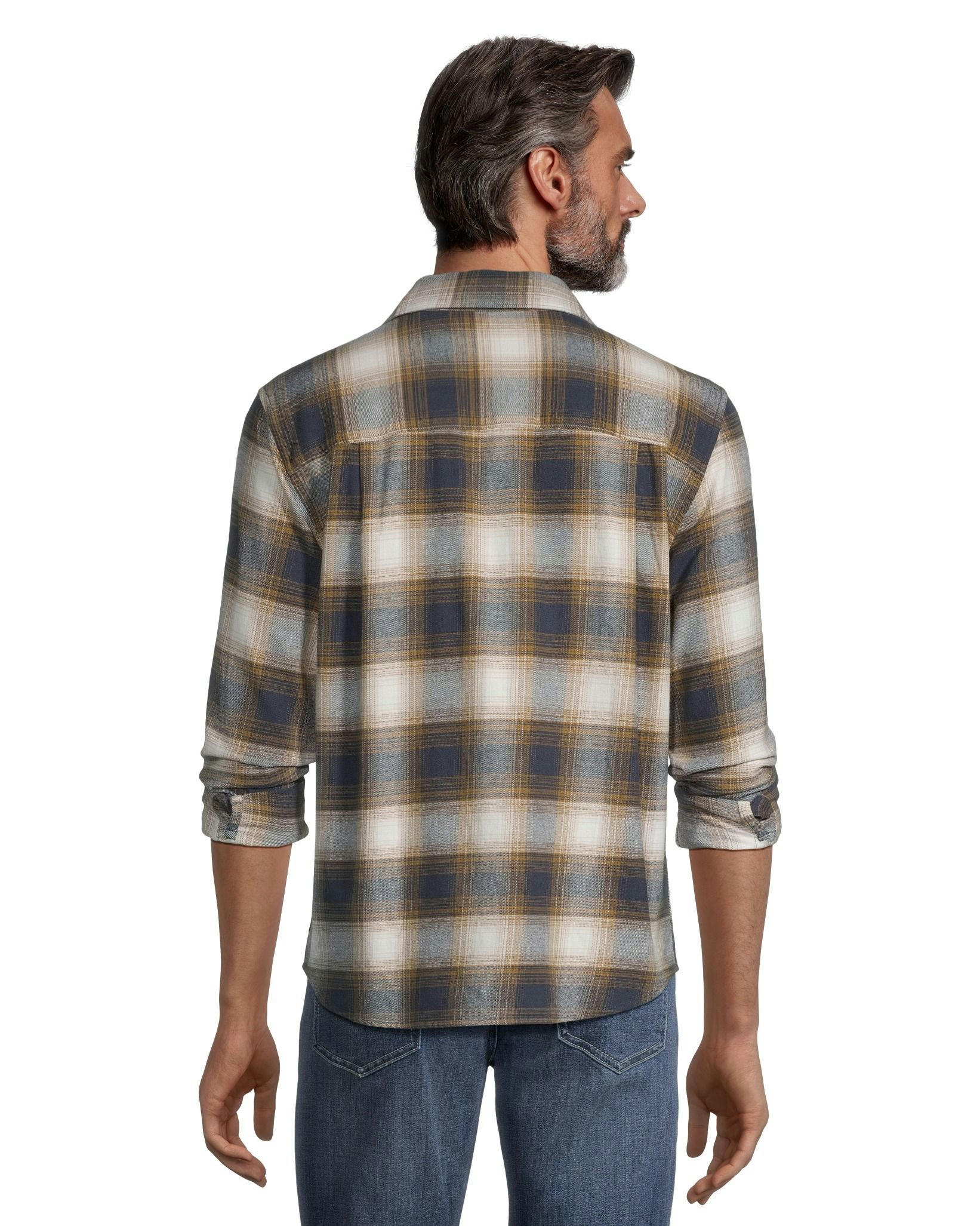 WindRiver Men's Long Sleeve Button Down Basic Stretch Flannel Shirt