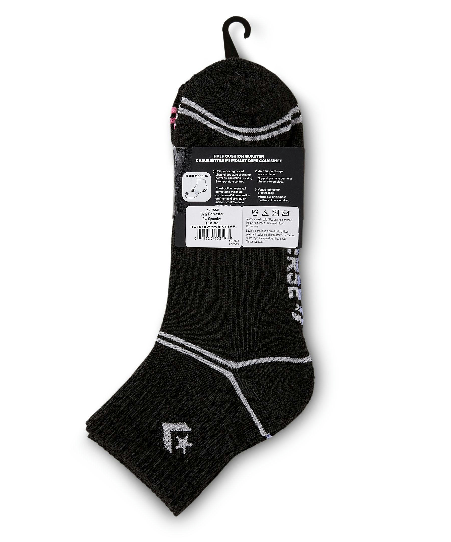 Women's 3 Pack Short Quarter Crew Socks with Arch Support