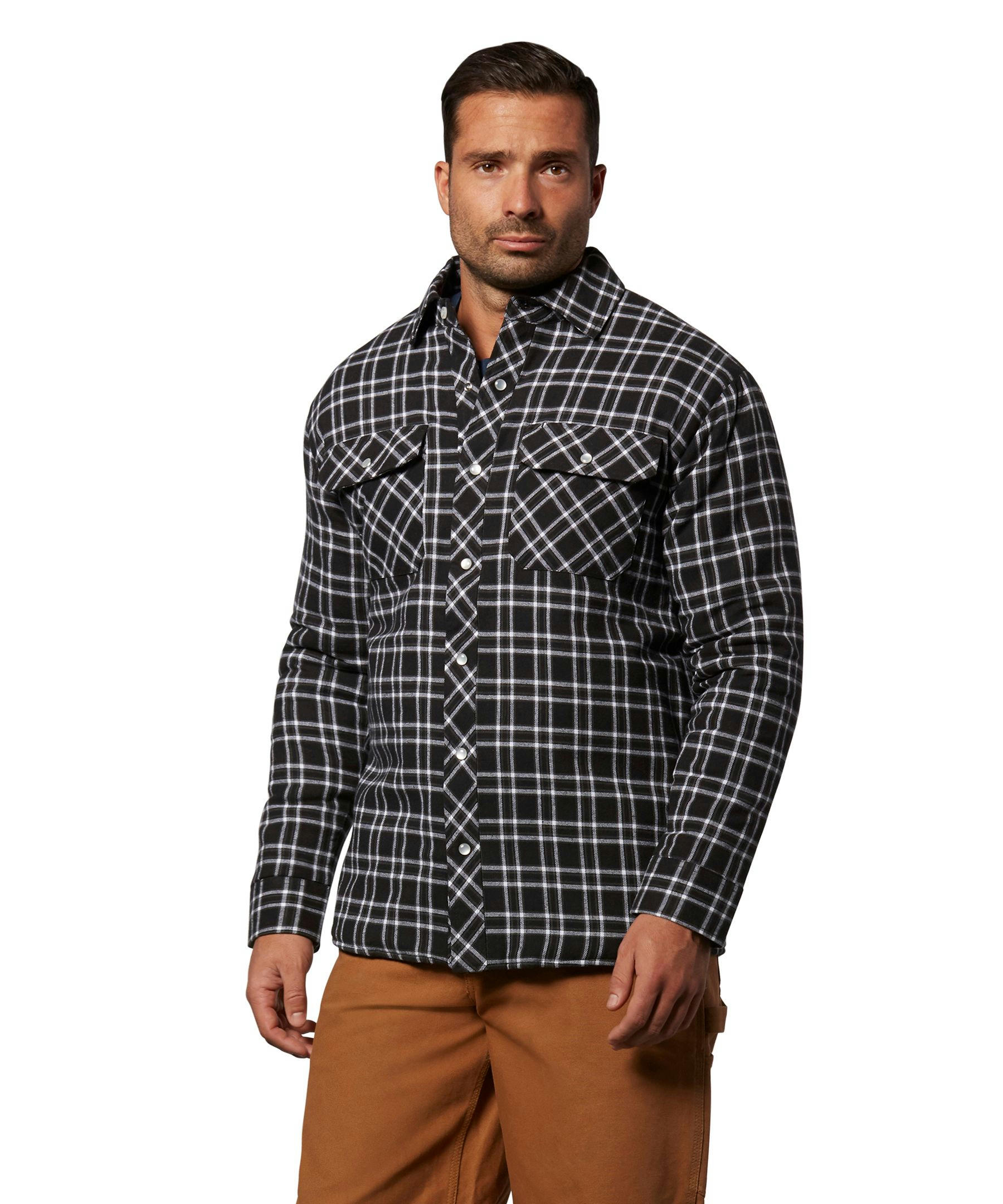Aggressor Men's Snap-Front Insulated Quilted Flannel Work Shirt