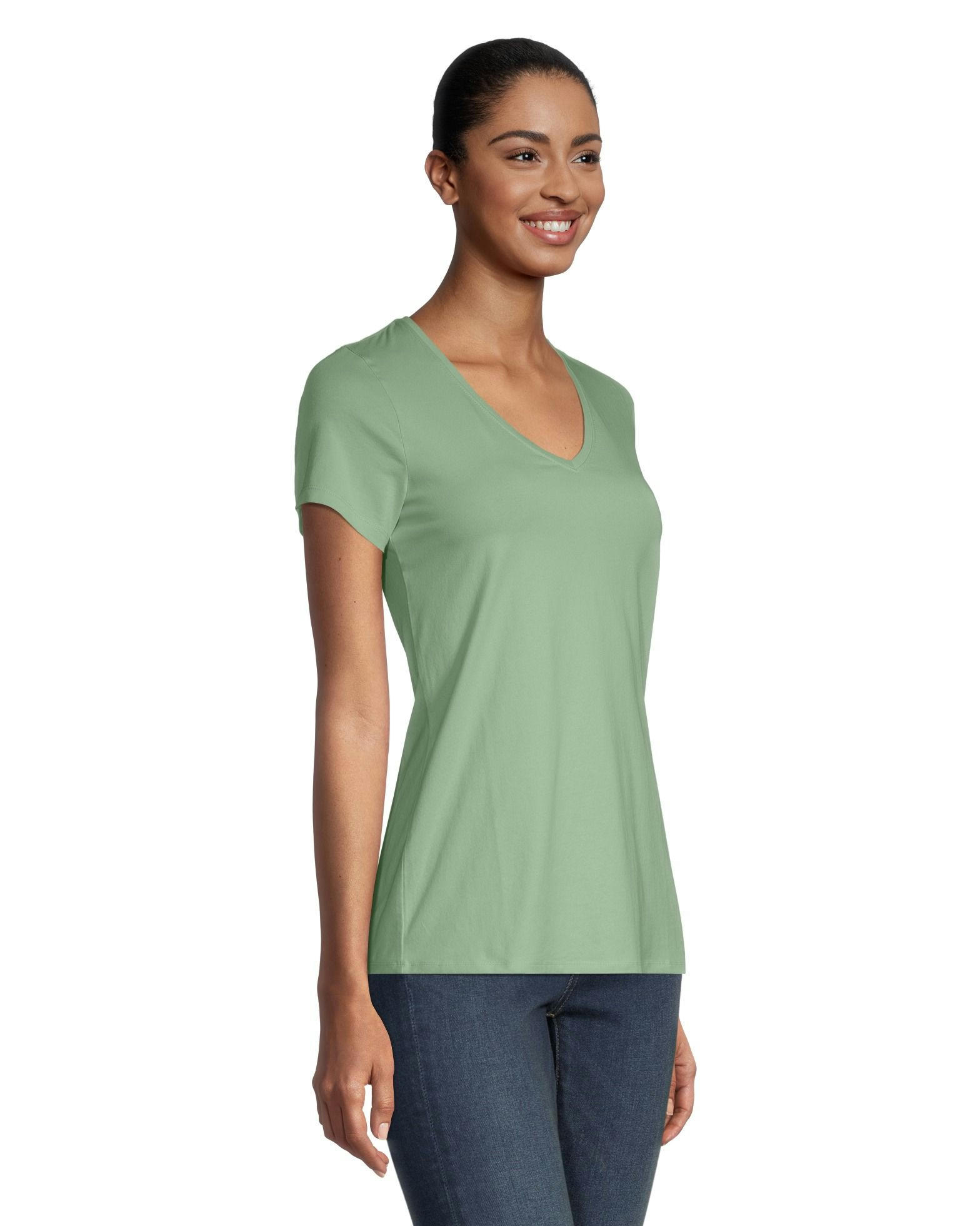 Women's Short Sleeve Semi-Fitted V-Neck T Shirt