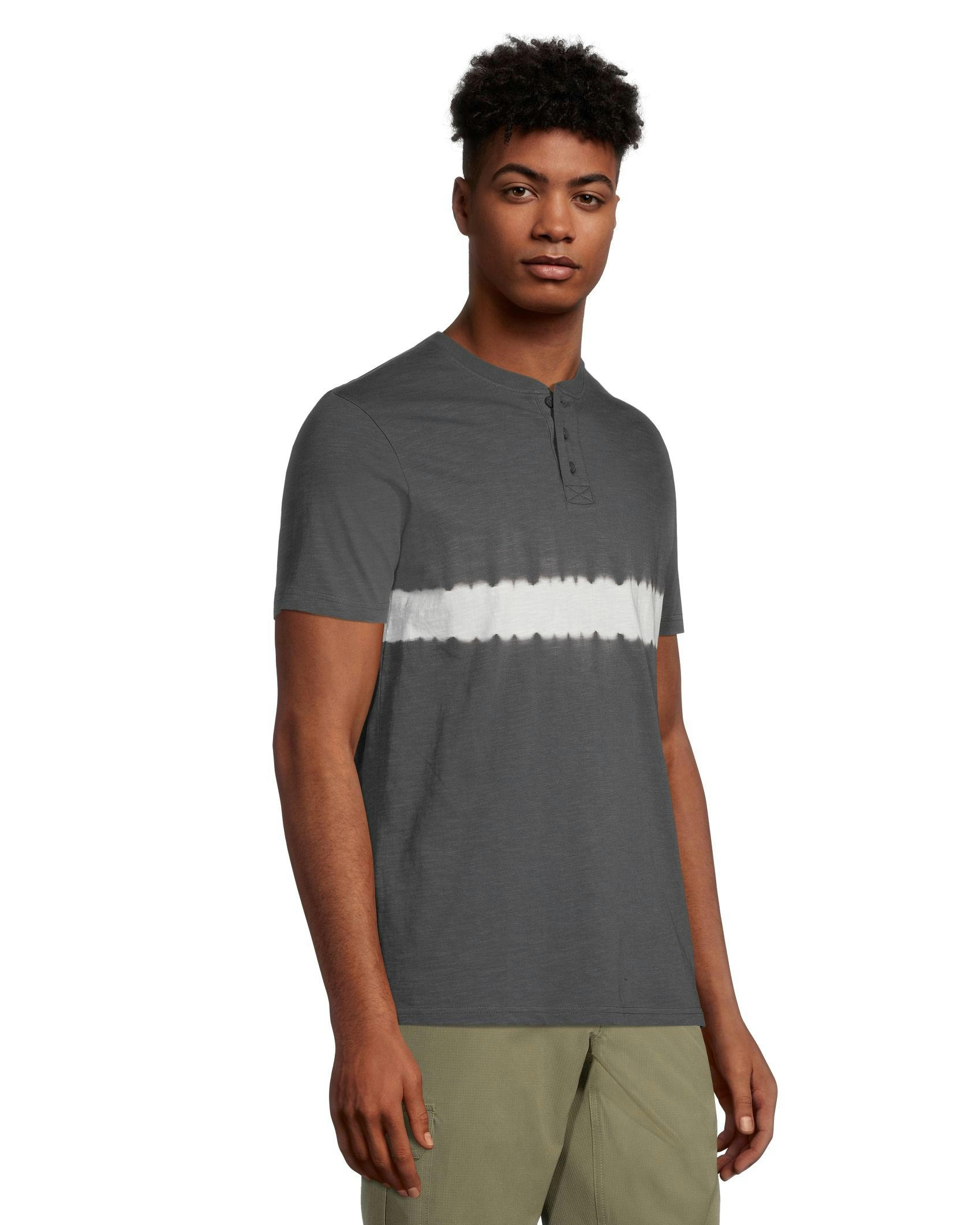 FarWest Men's Tie Dye Short Sleeve Classic Fit Henley Shirt