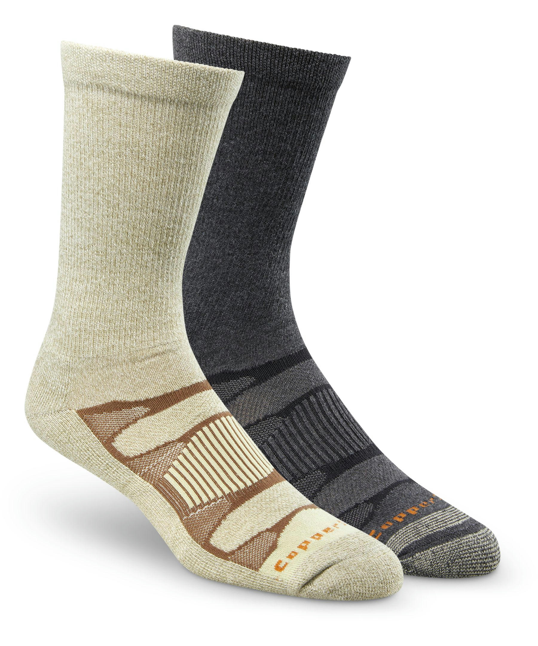 Copper Sole Men's 2 Pack Repreve Hiking Crew Socks