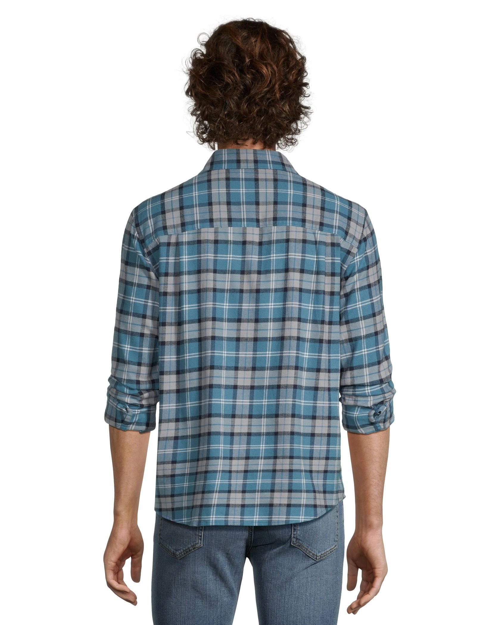 WindRiver Men's Long Sleeve Button Down Basic Stretch Flannel Shirt