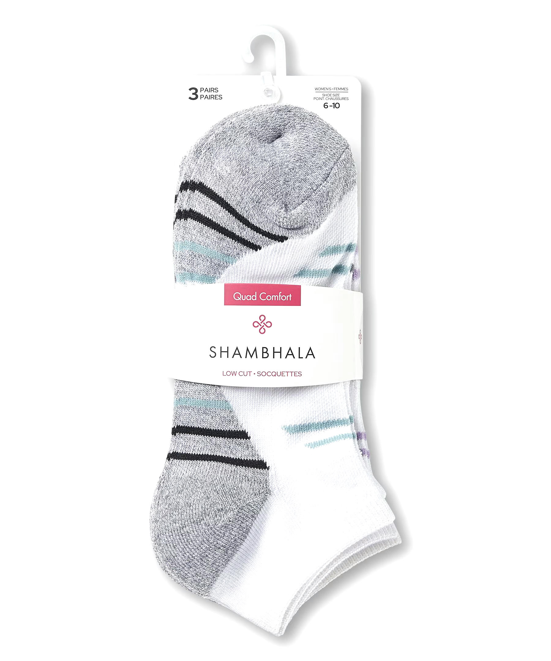 Shambhala Women's Microfiber Low Cut Socks, 3 Pack