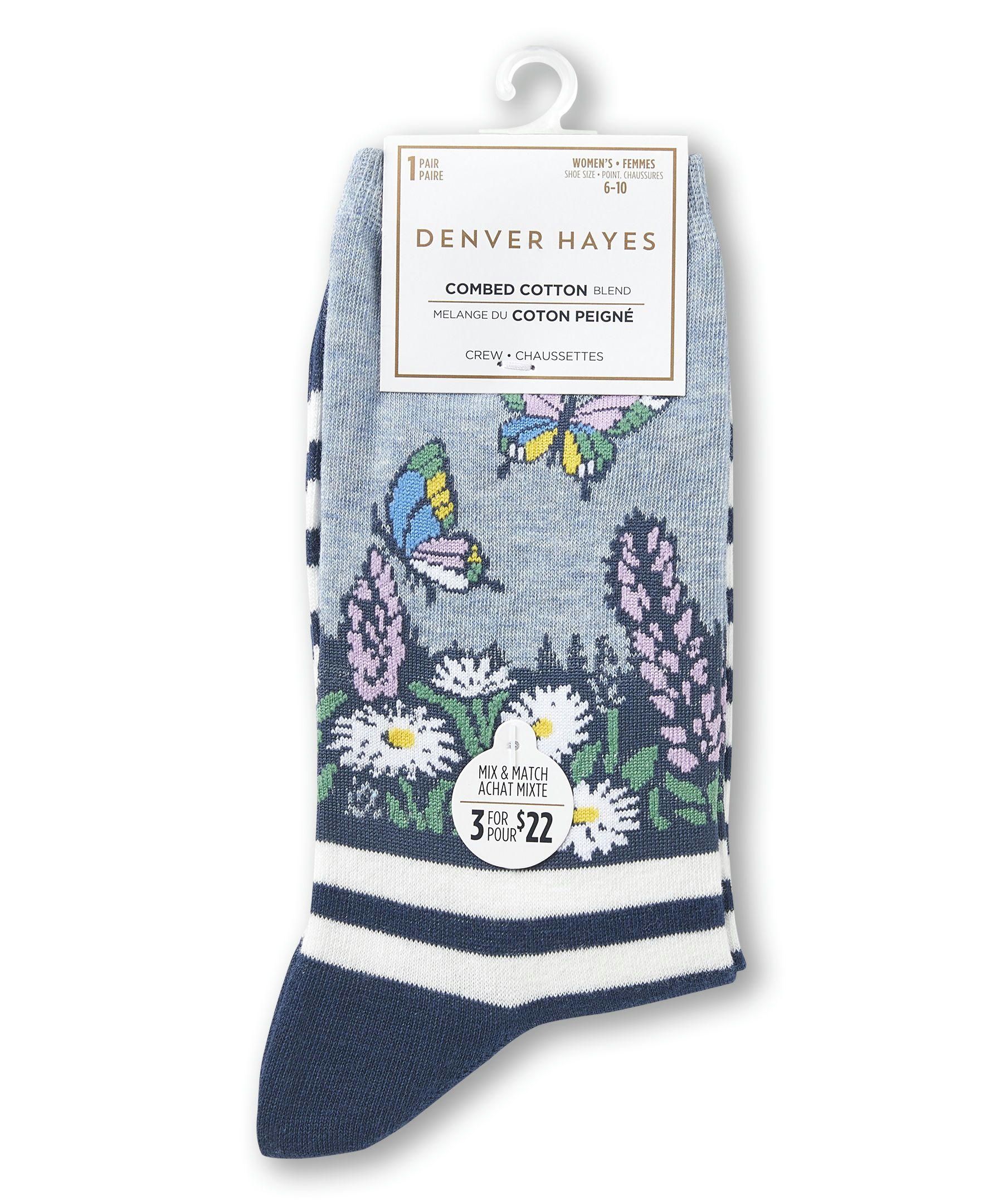 Denver Hayes Women's Patterned Crew Socks