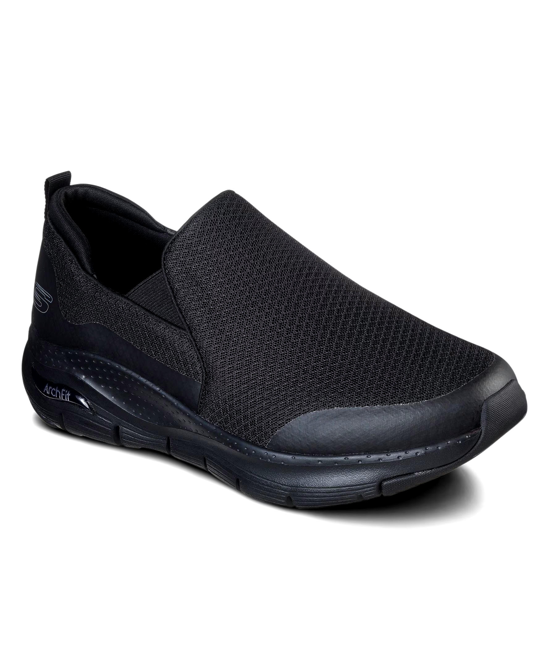 Skechers Men's Arch Fit Mesh Slip On Shoes Black - Wide