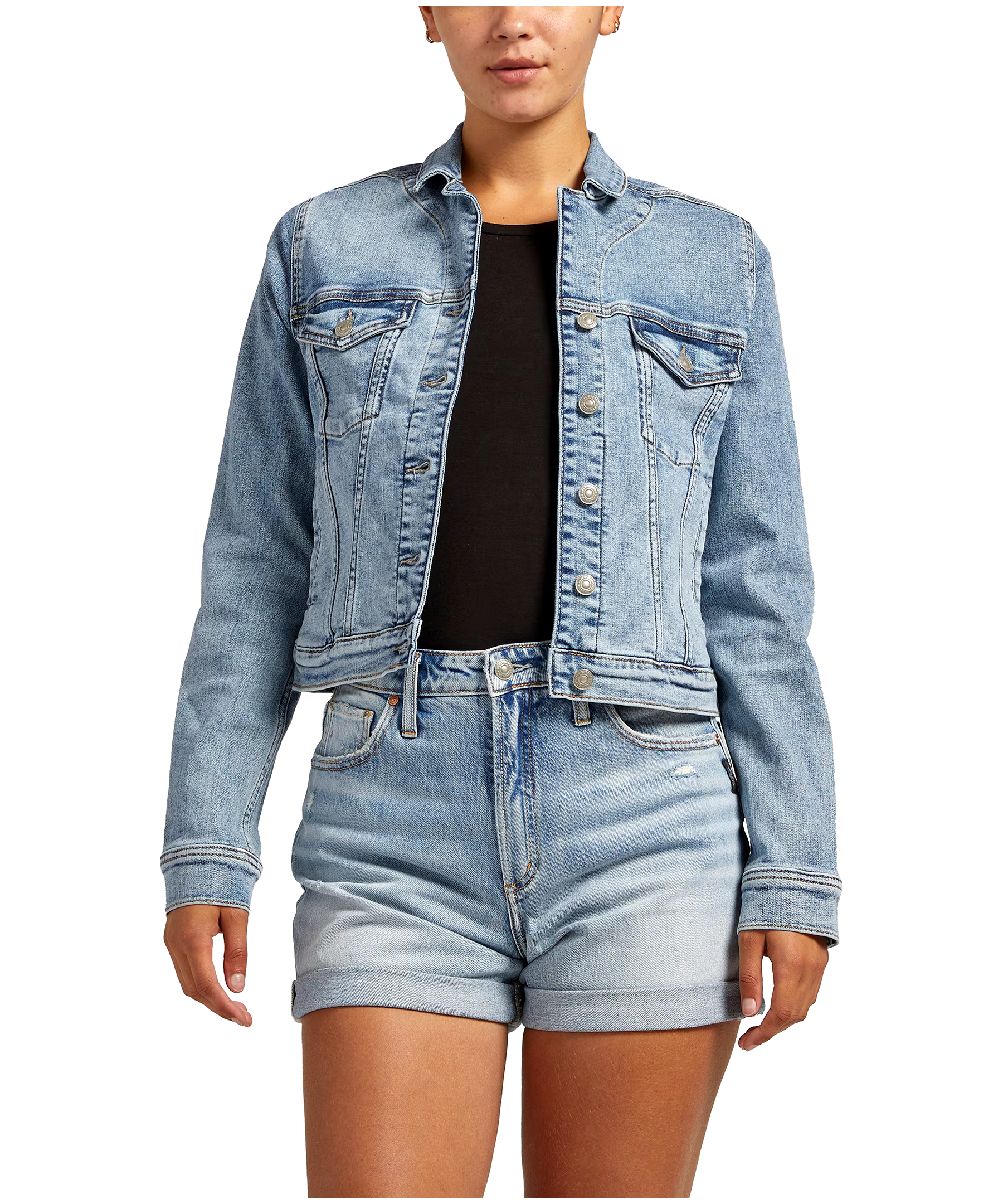 Silver Women's Fitted Jean Jacket
