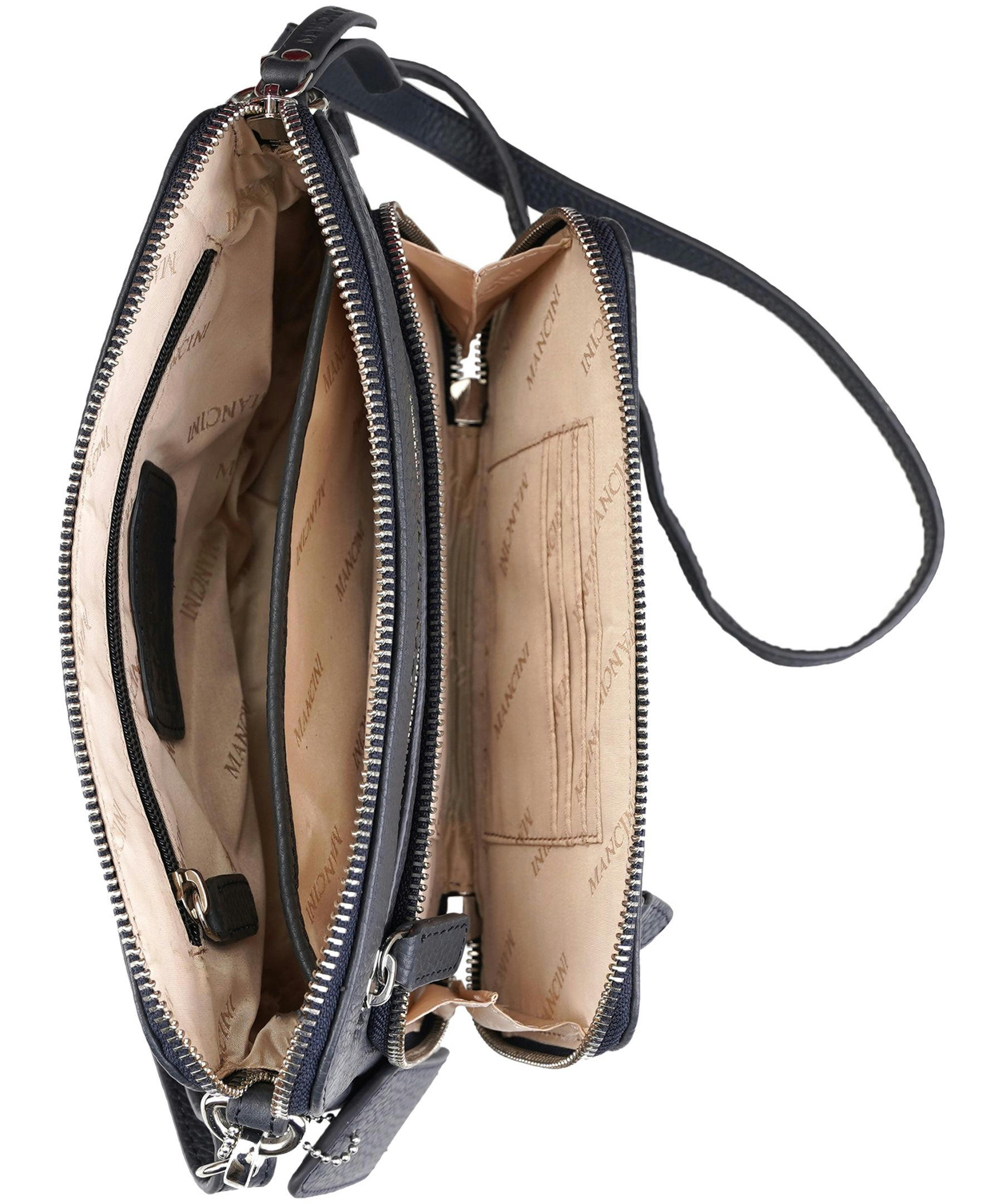 Mancini Leather Goods Women's Pebelled Valerie Small Crossbody Bag