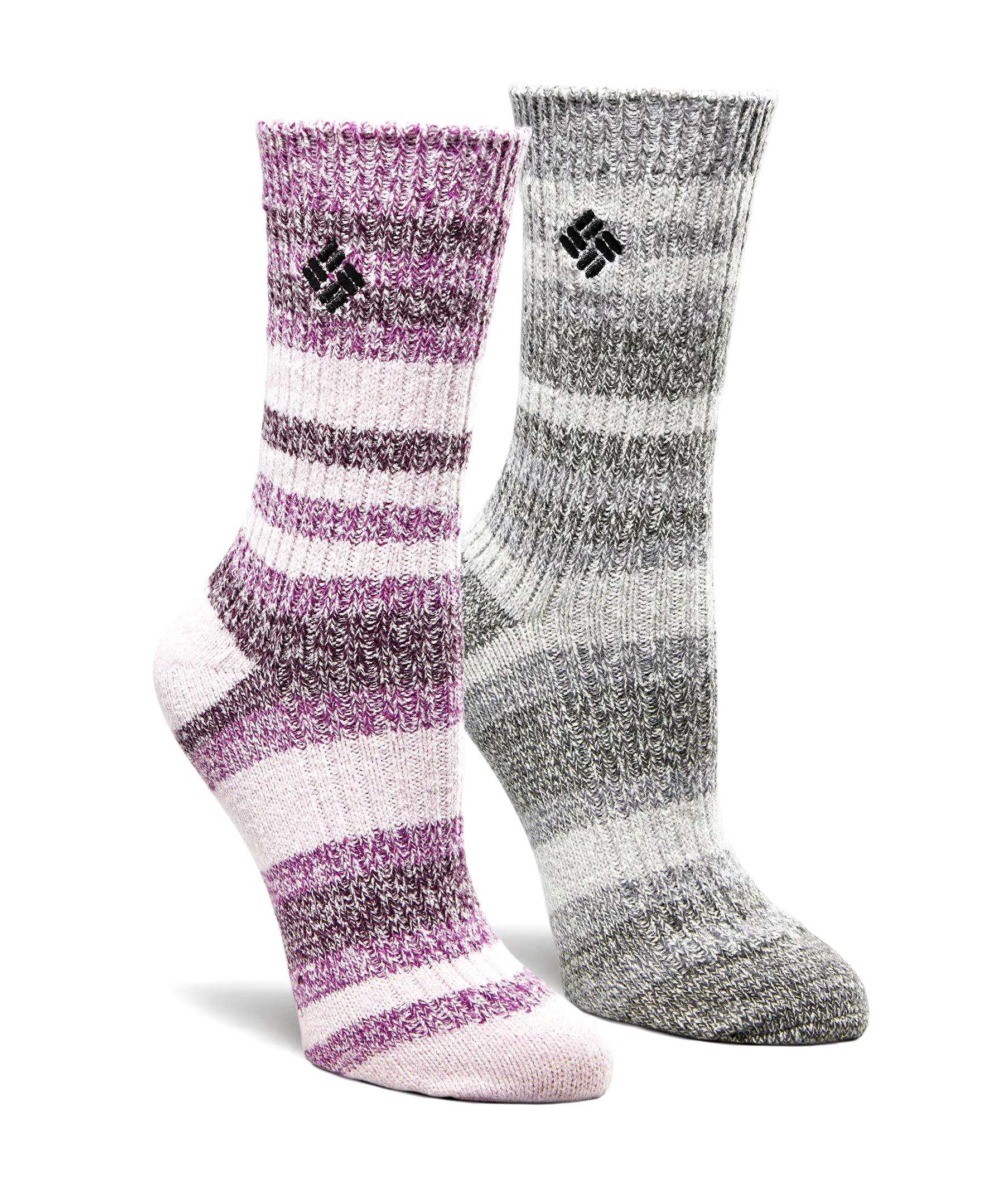 Columbia Women's 2-Pack Super Soft Canyon Stripe Crew Sock
