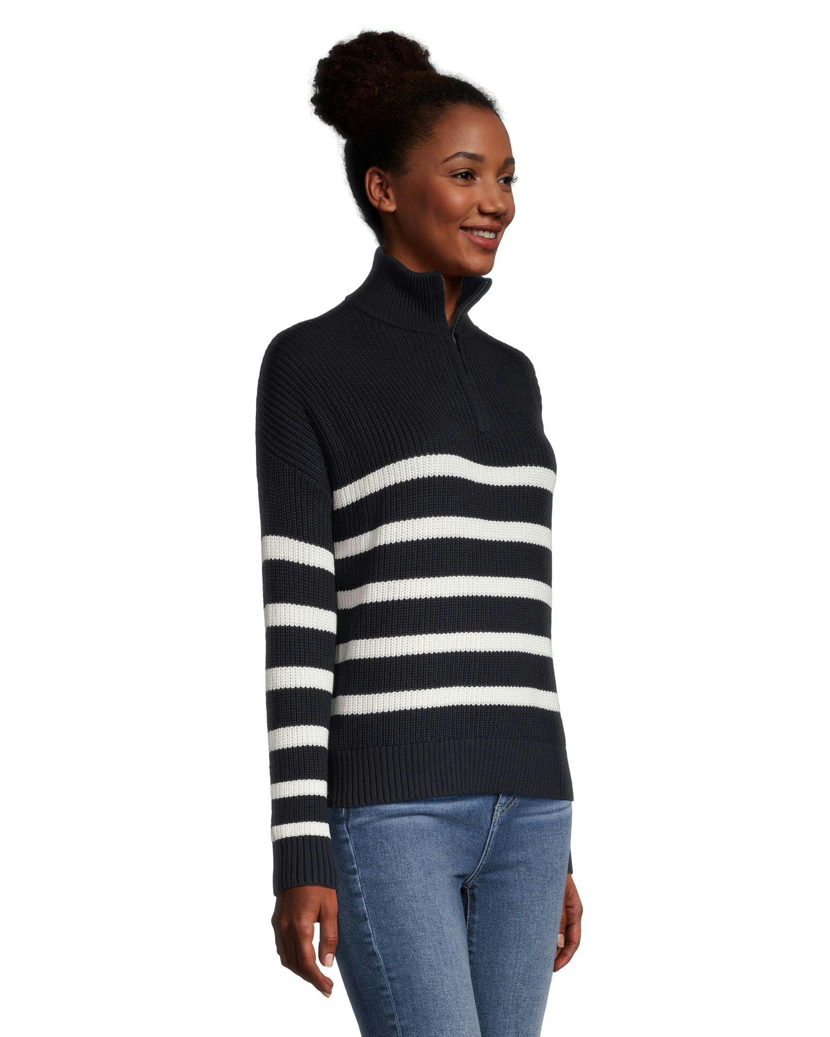 Denver Hayes Women's Relaxed Fit Drop Shoulder 1/4 Zip Pullover