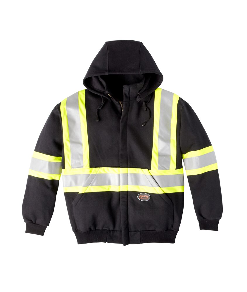 Pioneer Men's CSA Z462 & Z96 Flame Resistance Hi Vis Heavyweight Safety Hoodie - Black