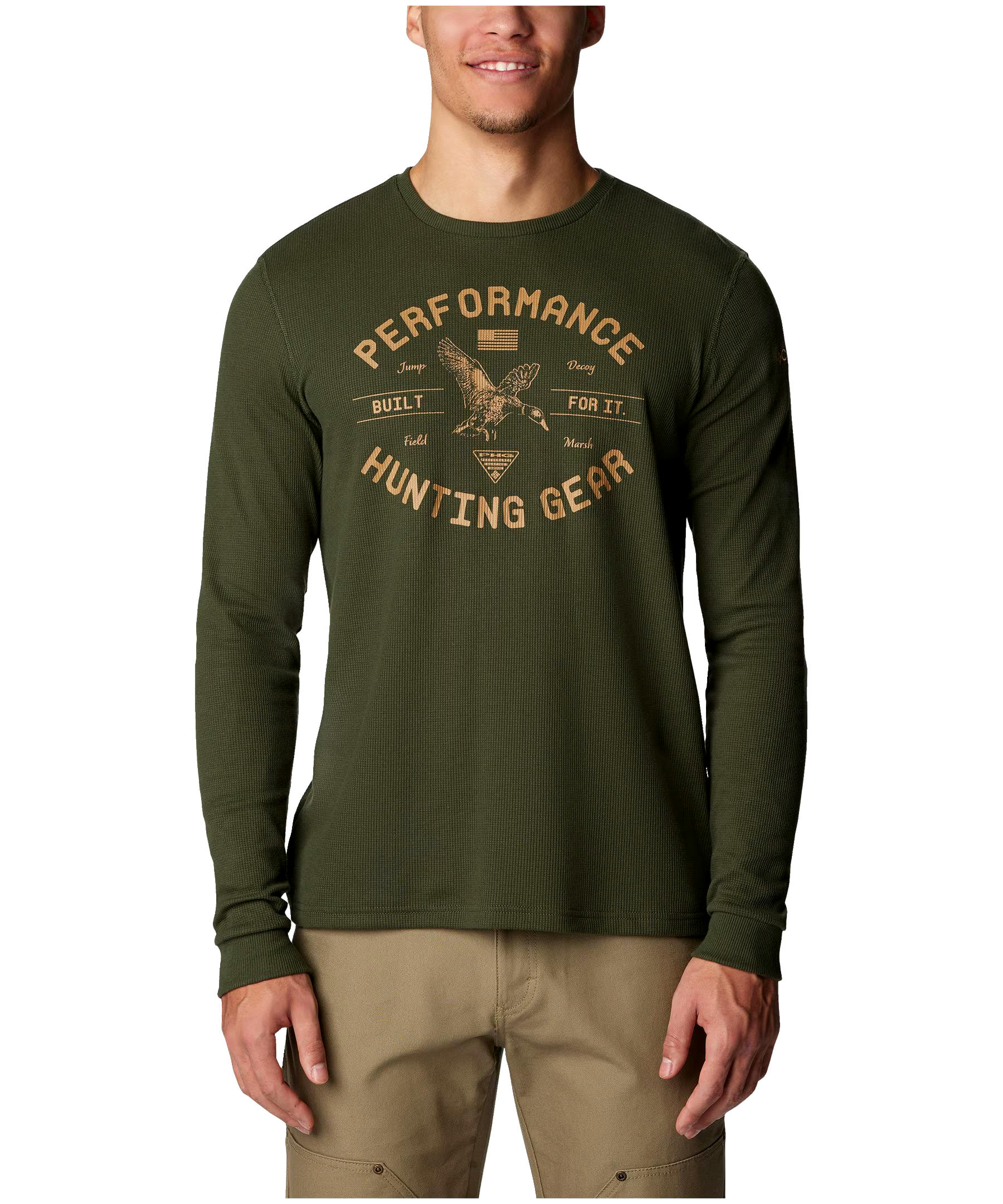 Columbia Men's Built For It Performance Hunting Gear Long Sleeve Waffle T Shirt