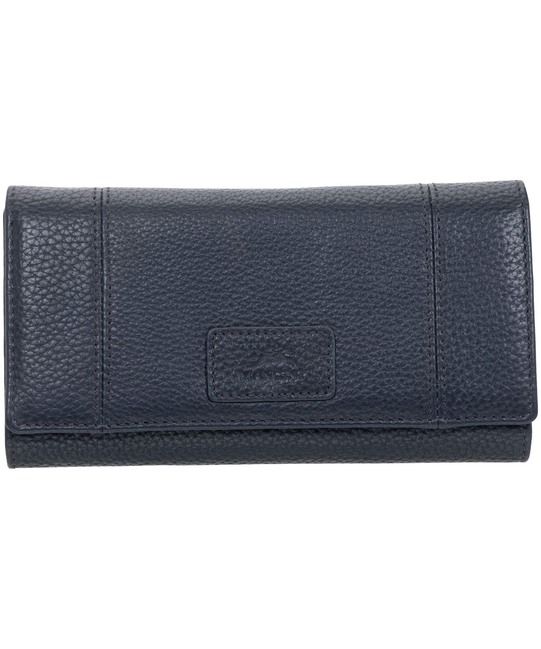 Mancini Leather Goods Women's Pebelled RFID Secure Trifold Wing Wallet