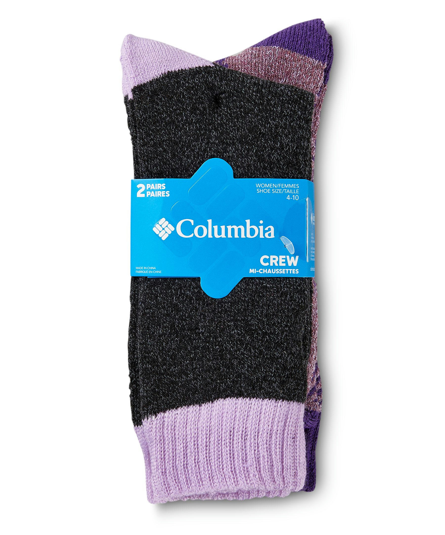 Columbia Women's 2 Pack Moisture Control Patterned Crew Socks