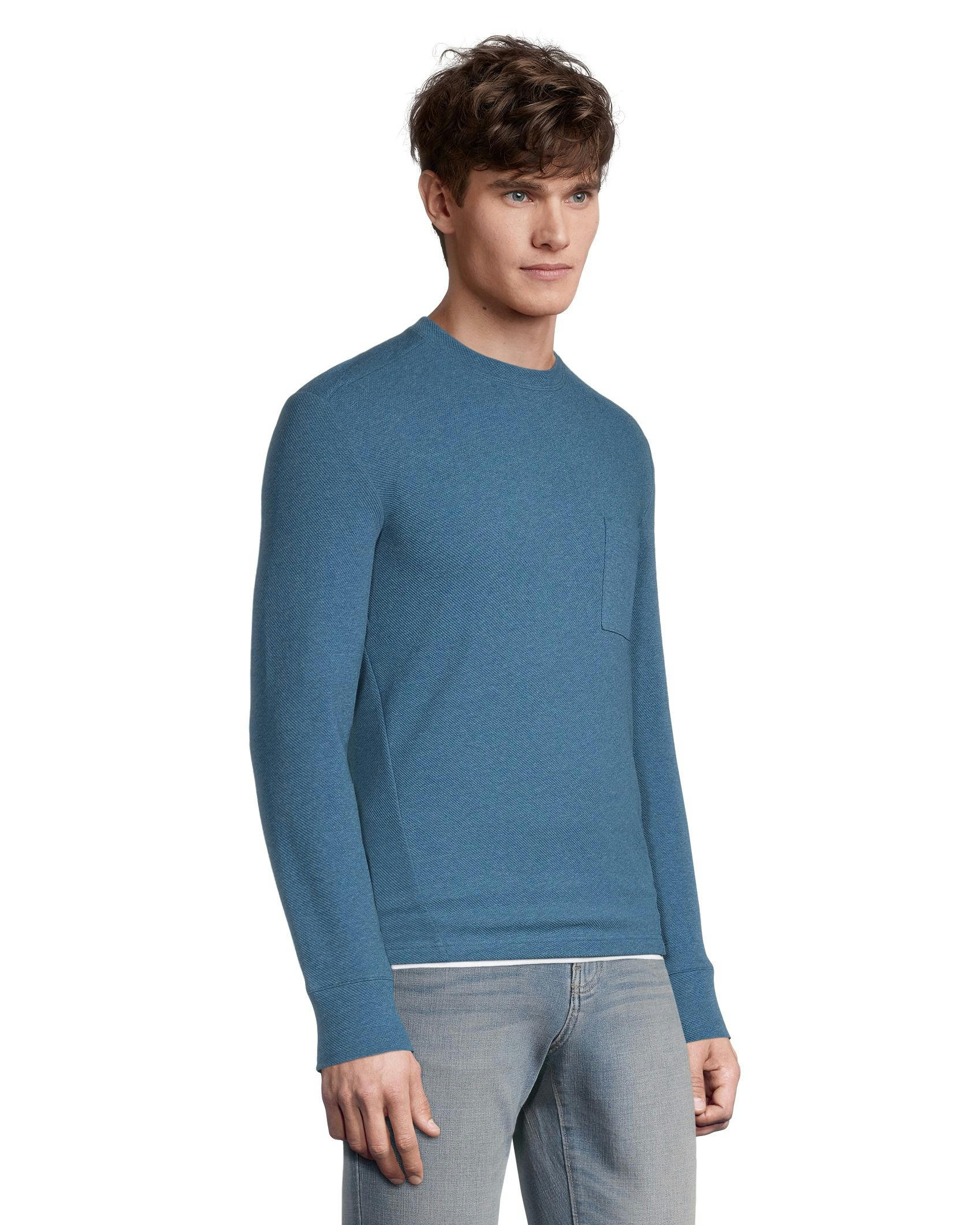 WindRiver Men's Birdseye Long Sleeve Modern Fit Crewneck T Shirt