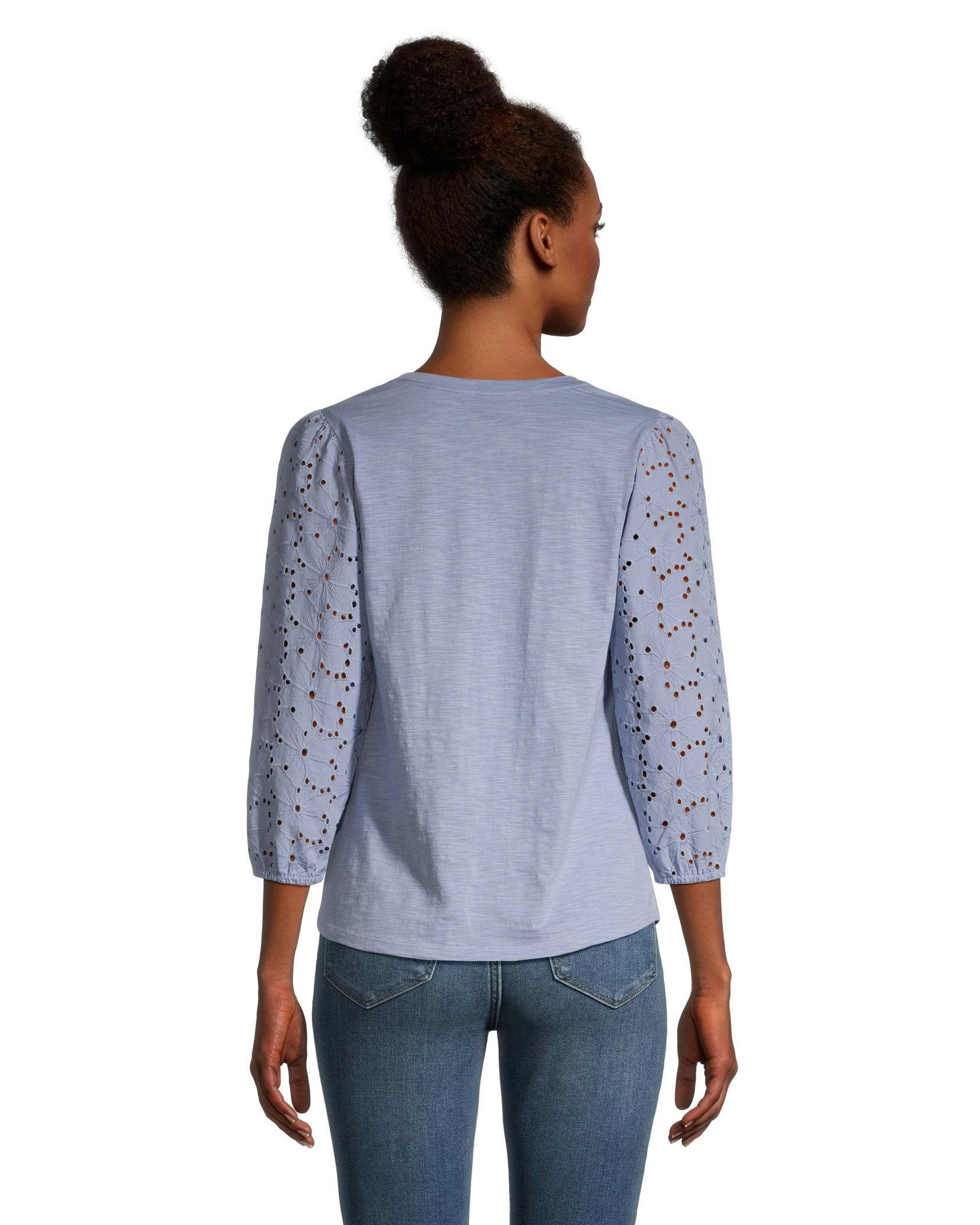 Denver Hayes Women's Semi Fitted 3/4 Length Sleeve Crew Neck T Shirt