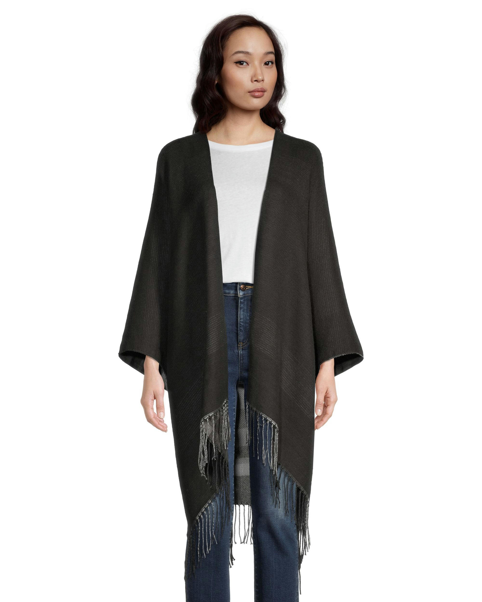 Denver Hayes Women's Plaid Fringe Shawl Ruana