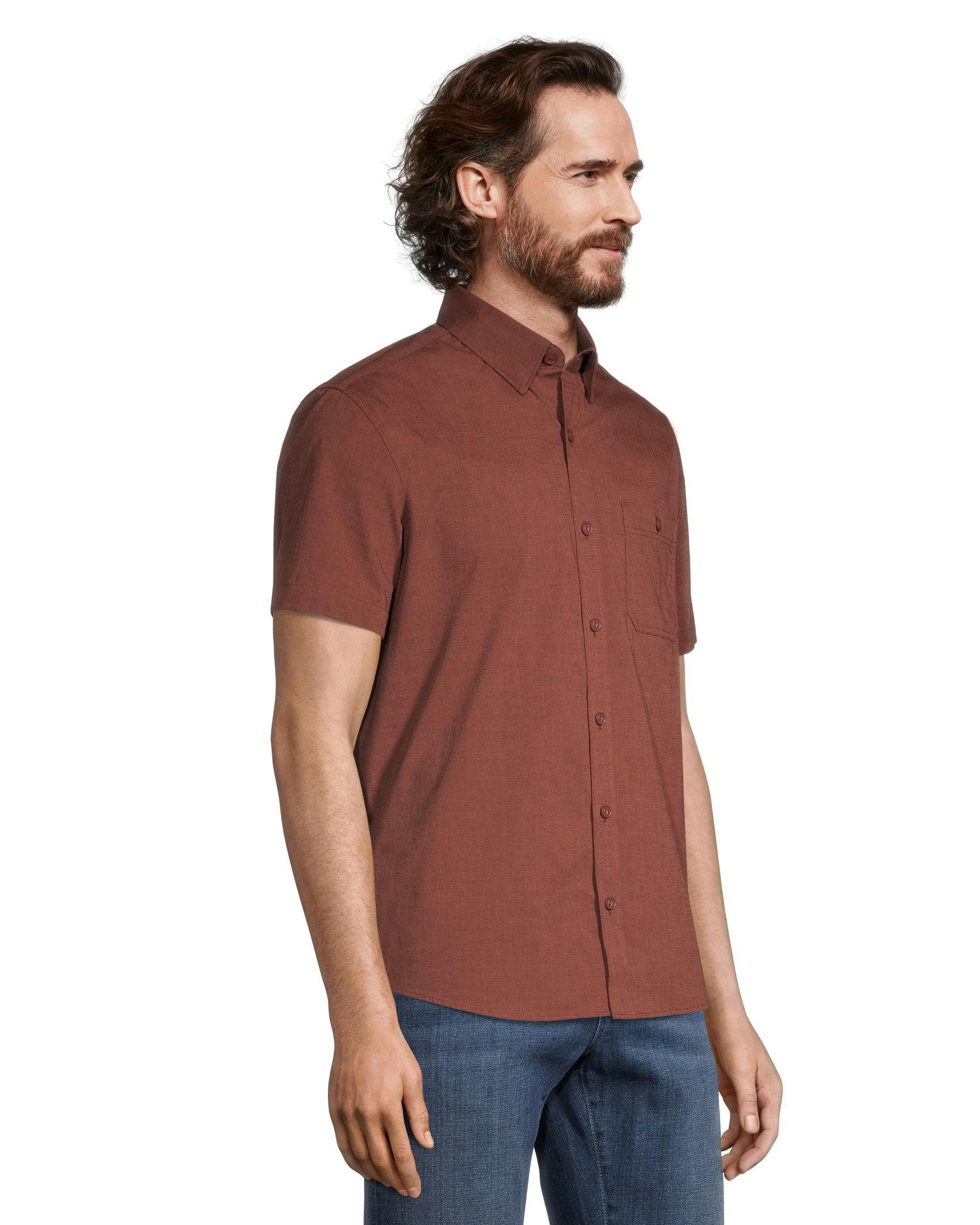 Denver Hayes Men's Premium End on End Modern Fit Short Sleeve Shirt