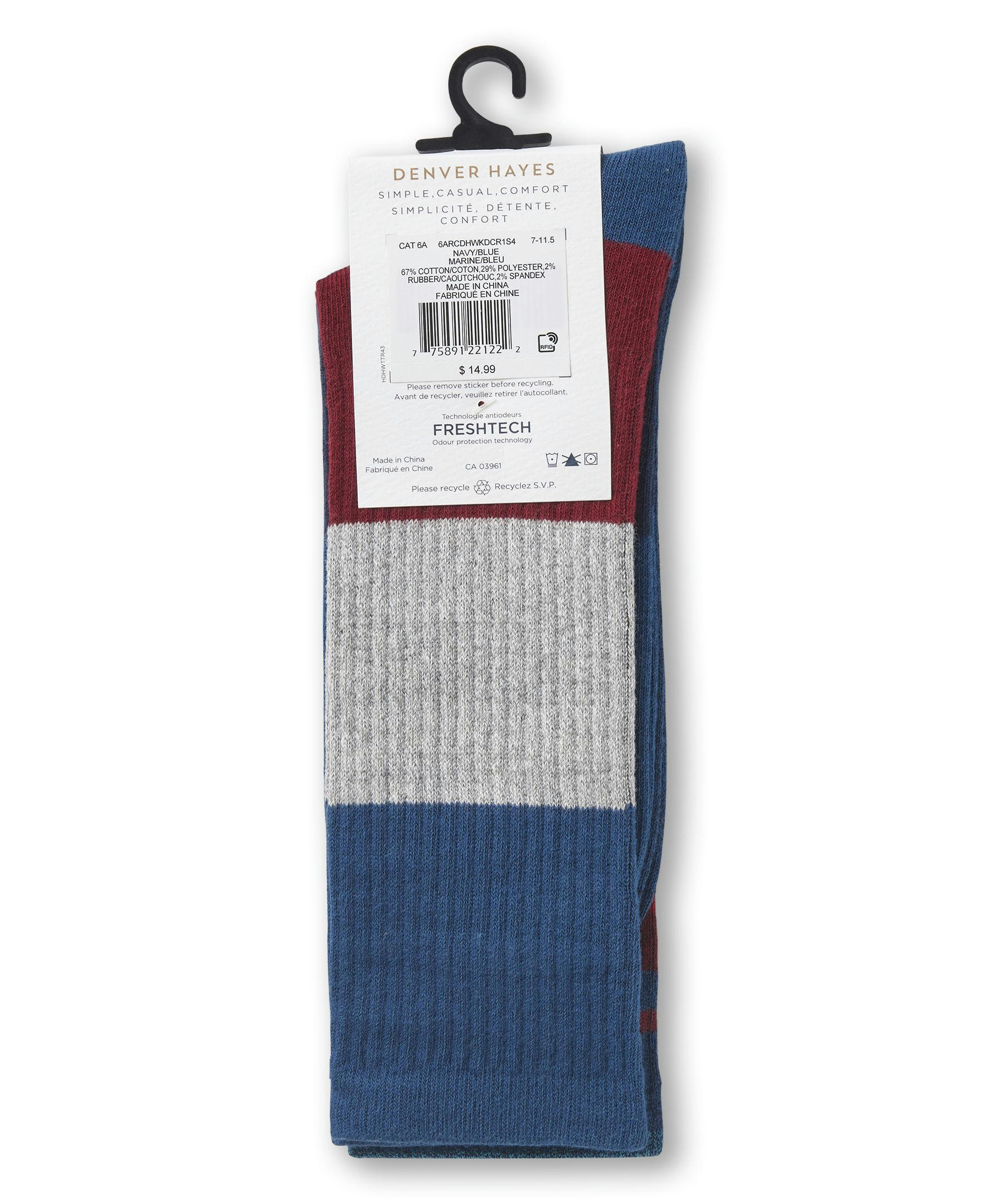 Denver Hayes Men's FRESHTECH® Weekend Crew Socks, 2 Pack