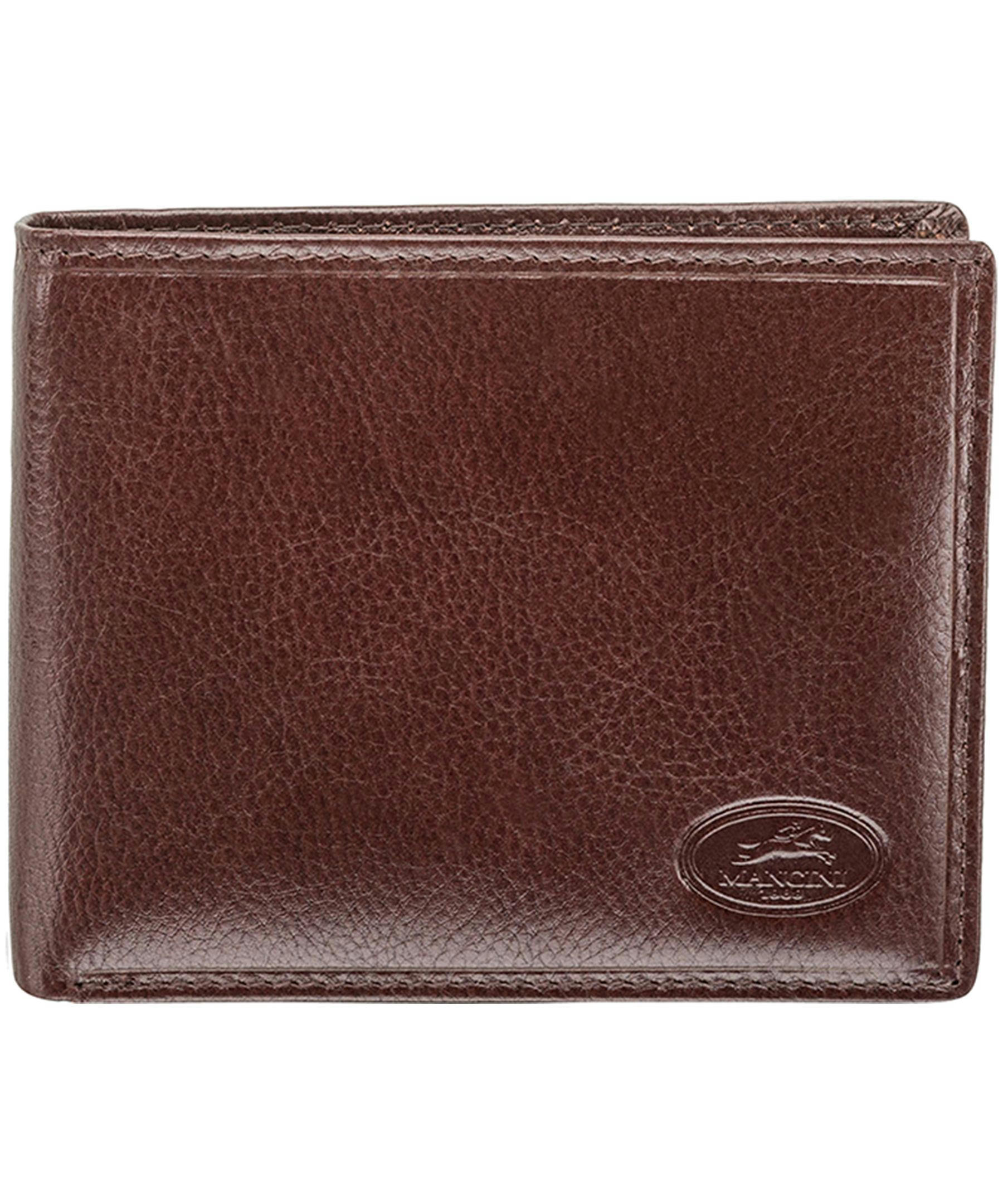 Mancini Leather Goods Men's Equestrian RFID Secure Wallet with Removable Passcase Brown
