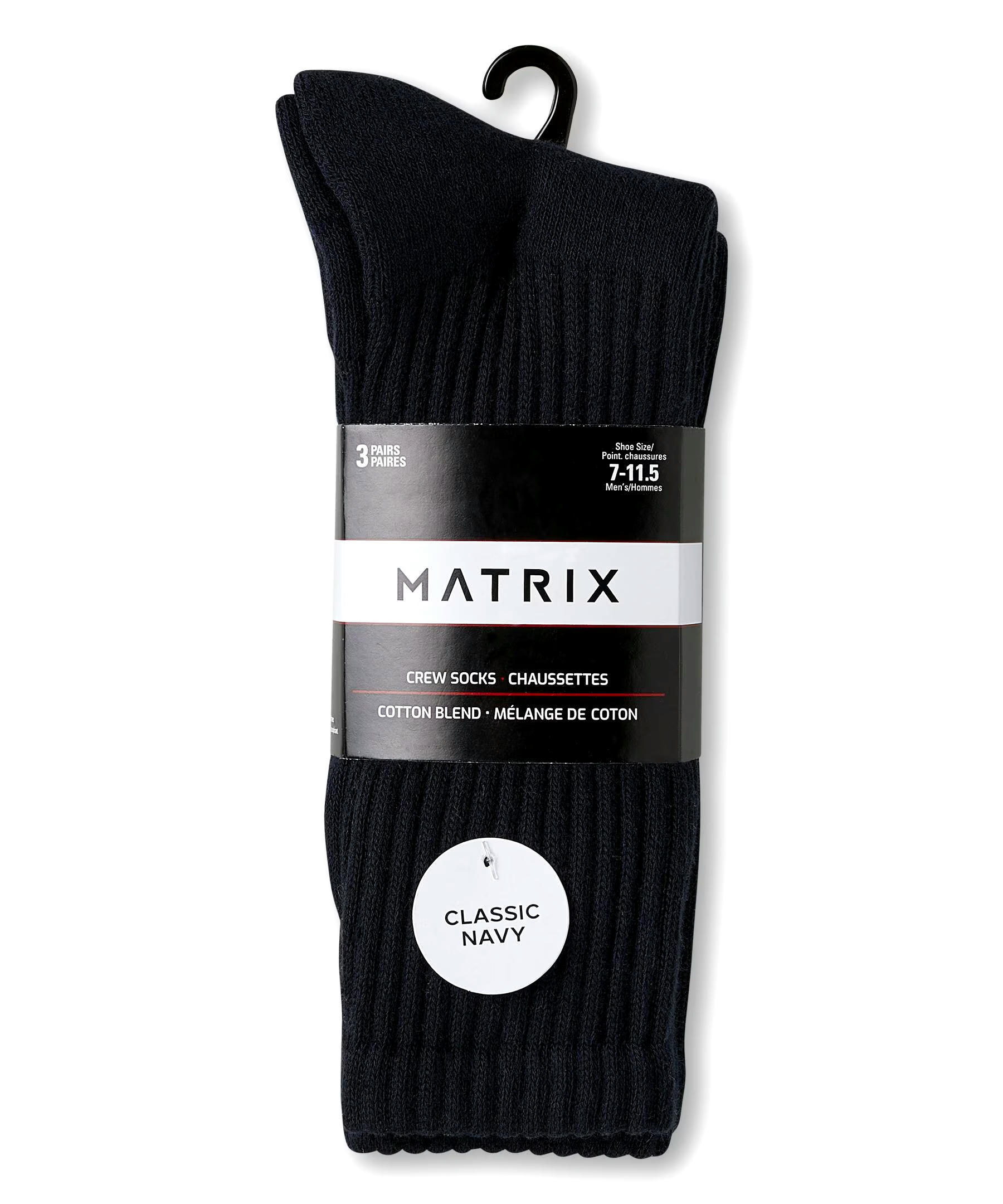 Matrix Men's 3 Pack Crew Sport Socks