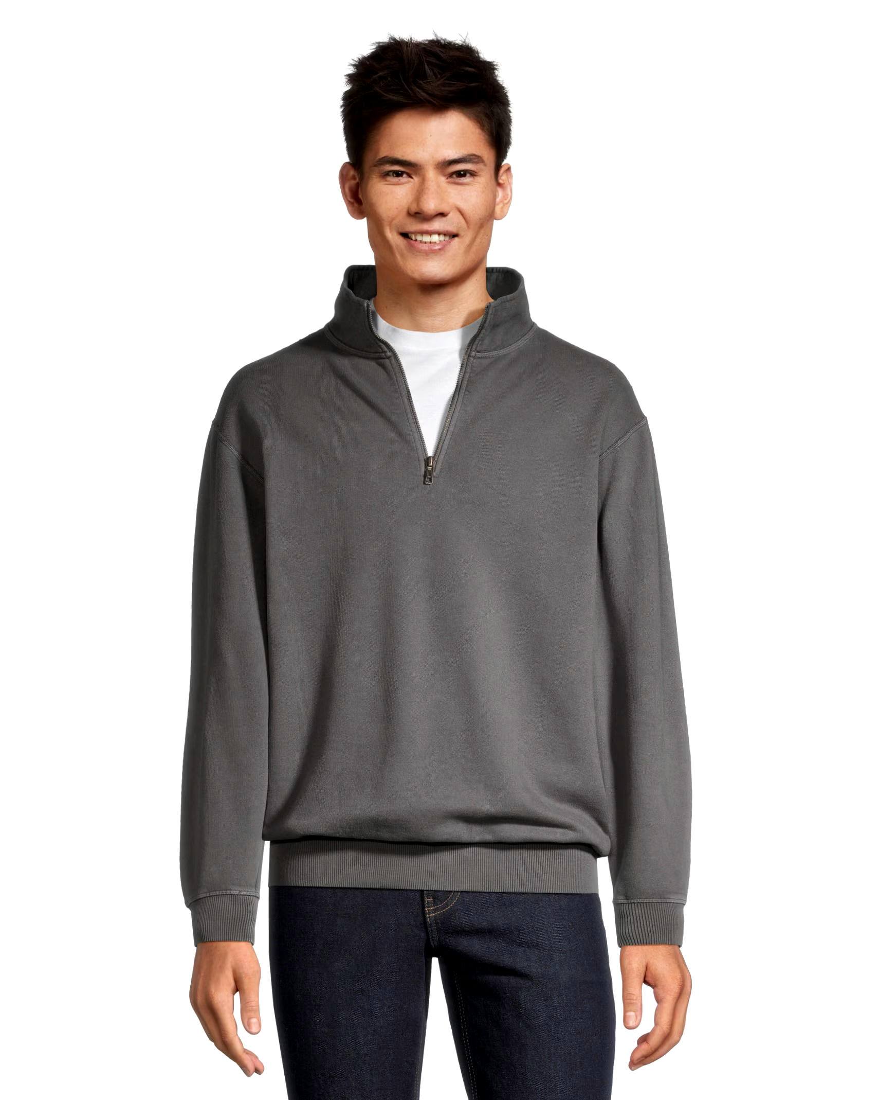 WindRiver Men's Original Fleece Quarter Zip Mock Neck Comfort Fit Cotton Sweatshirt