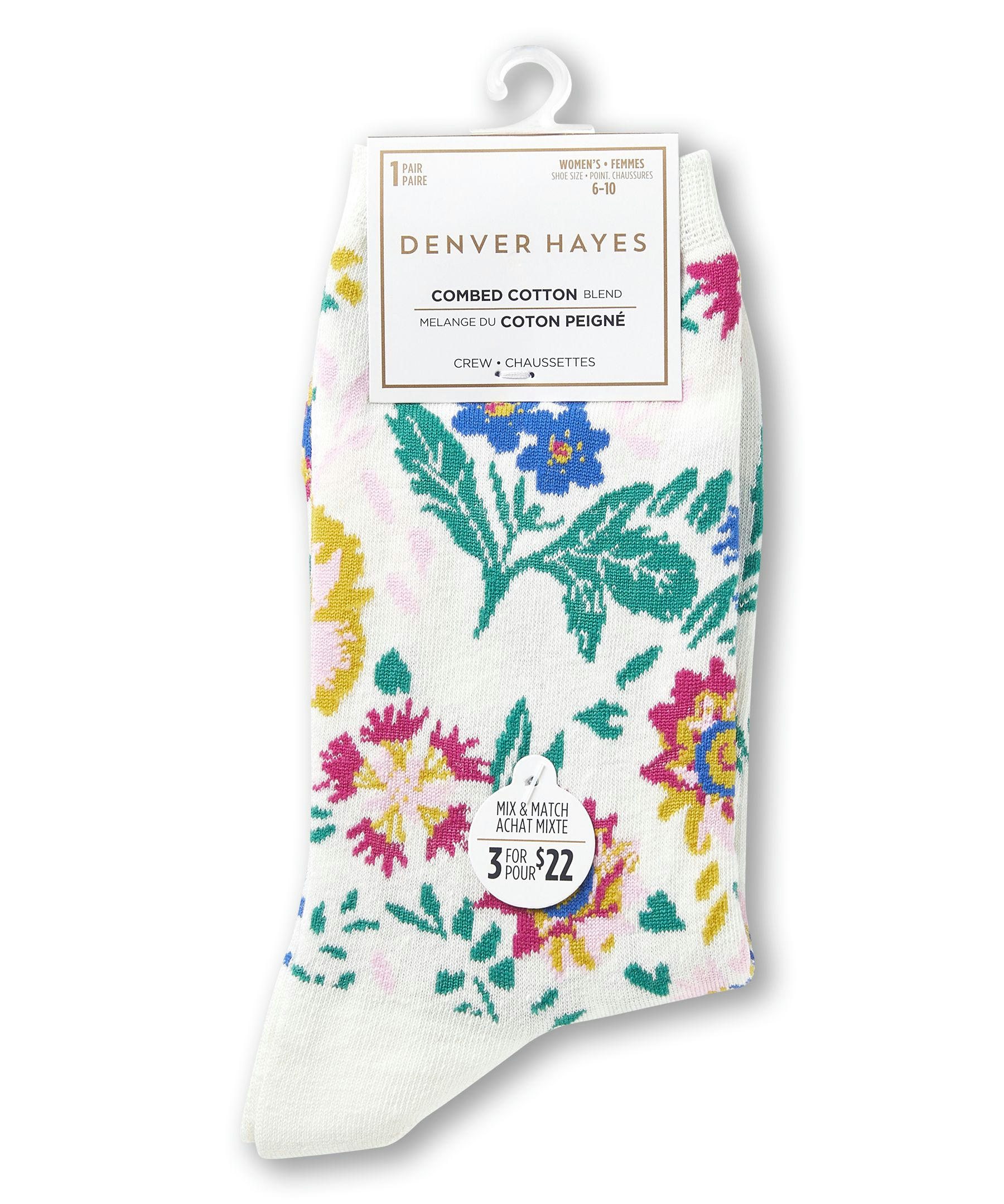 Denver Hayes Women's Patterned Crew Socks